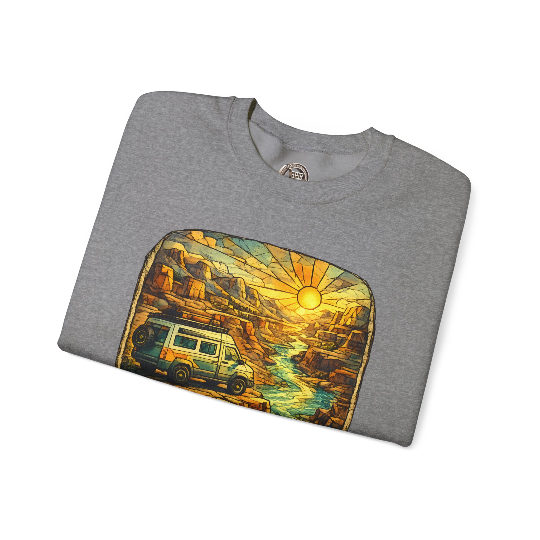 Unisex Heavy Blend™ Crewneck Sweatshirt — "Chase The Sunset" Design Cubic-Line
