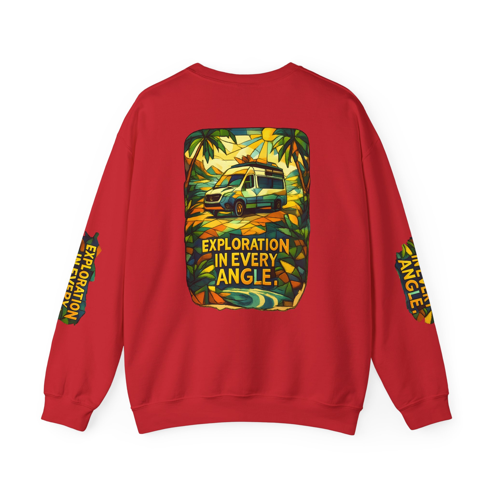 Unisex Heavy Blend™ Crewneck Sweatshirt — "Exploration In Every Angle" Design Cubic-Line