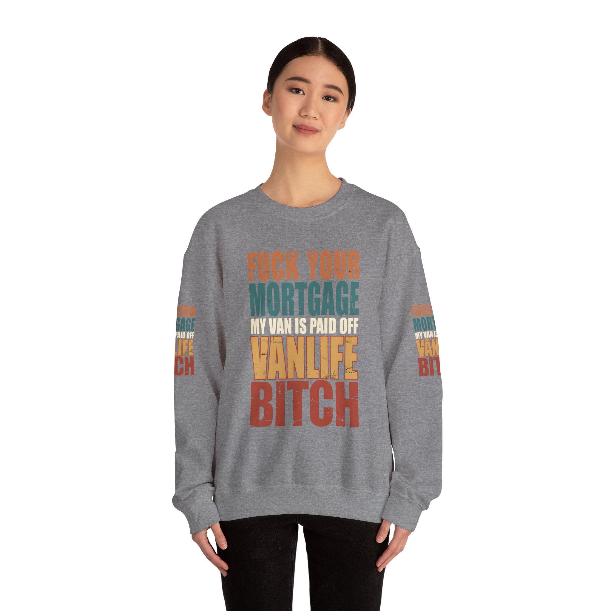 Unisex Heavy Blend™ Crewneck Sweatshirt — "Fuck Your Mortgage" Design F**K-Line
