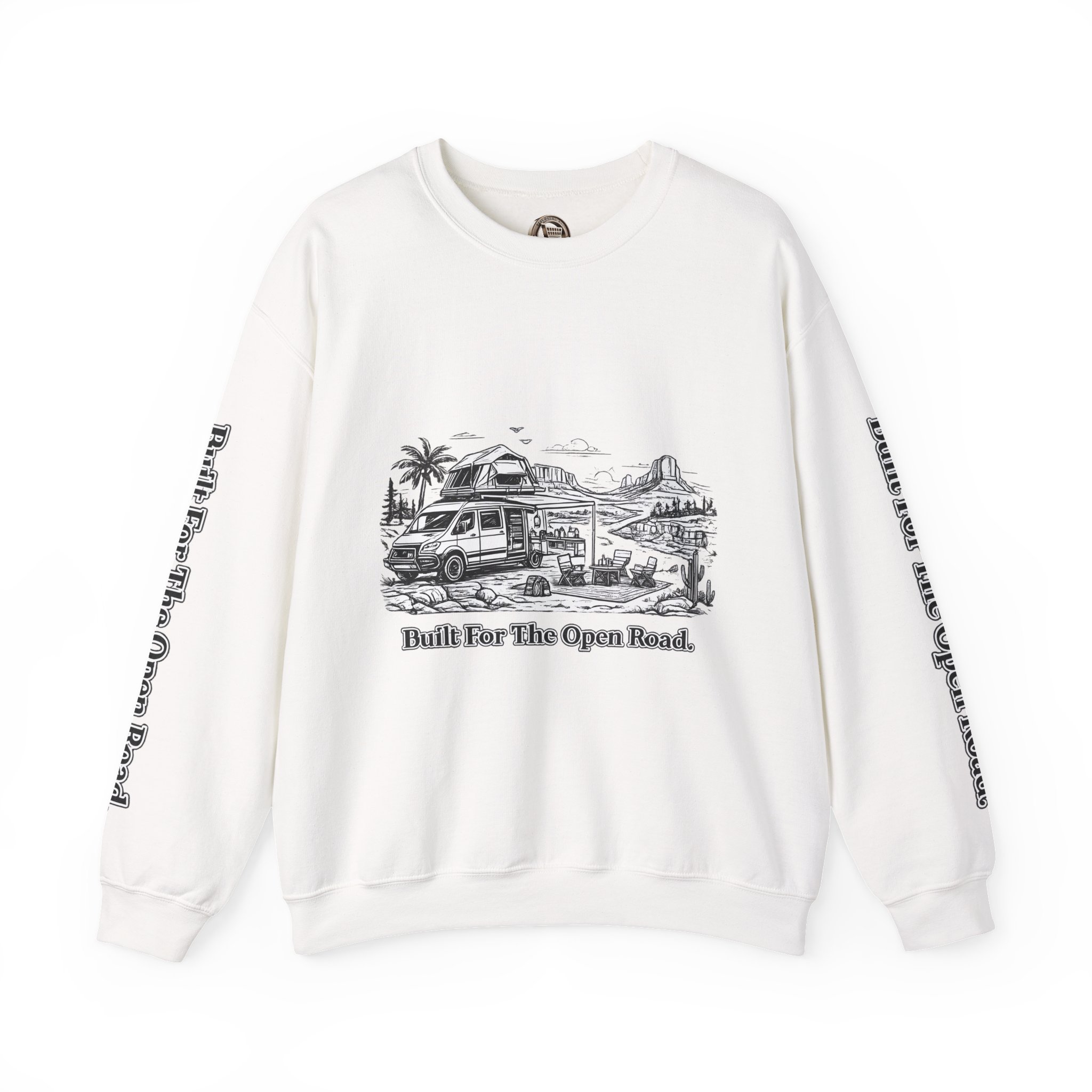 Unisex Heavy Blend™ Crewneck Sweatshirt — "Built For The Open Road" Design Minimal-Line