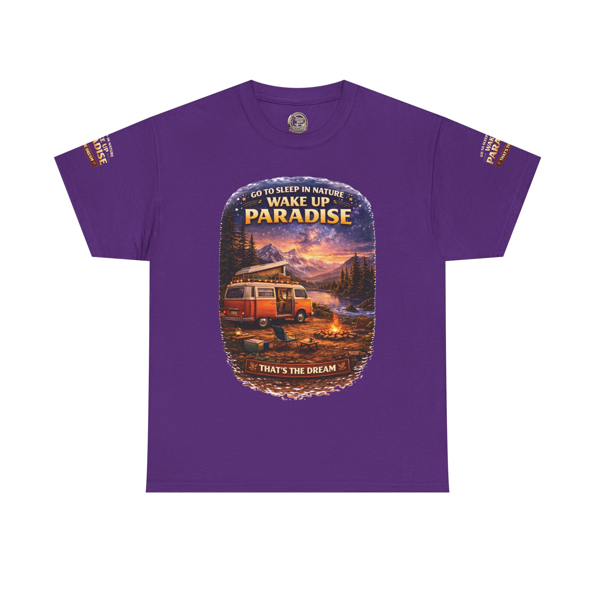 Unisex Heavy Cotton Tee — "Go Sleep In Nature" Design Scenic-Line