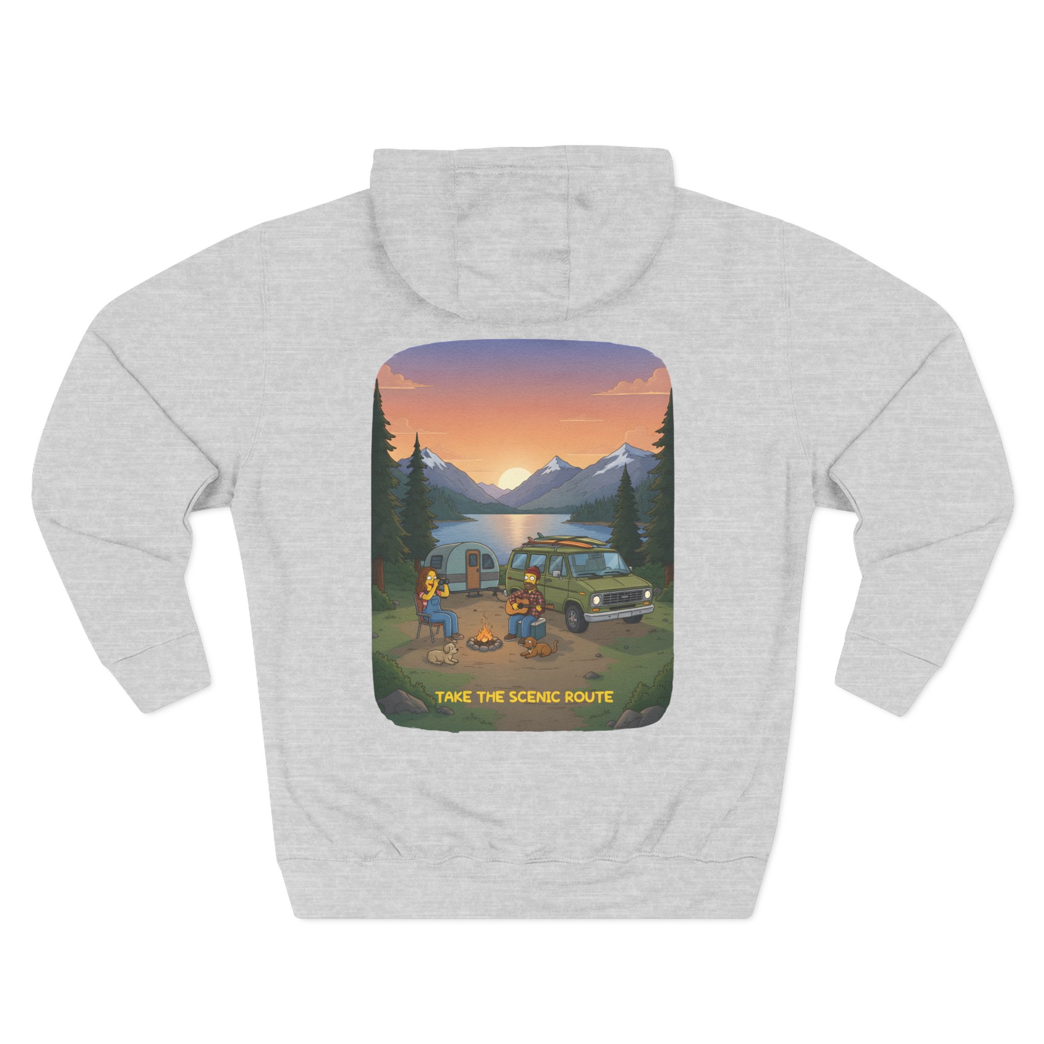 Three-Panel Fleece Hoodie - "Take The Scenic Route" Design Sitcom-Line