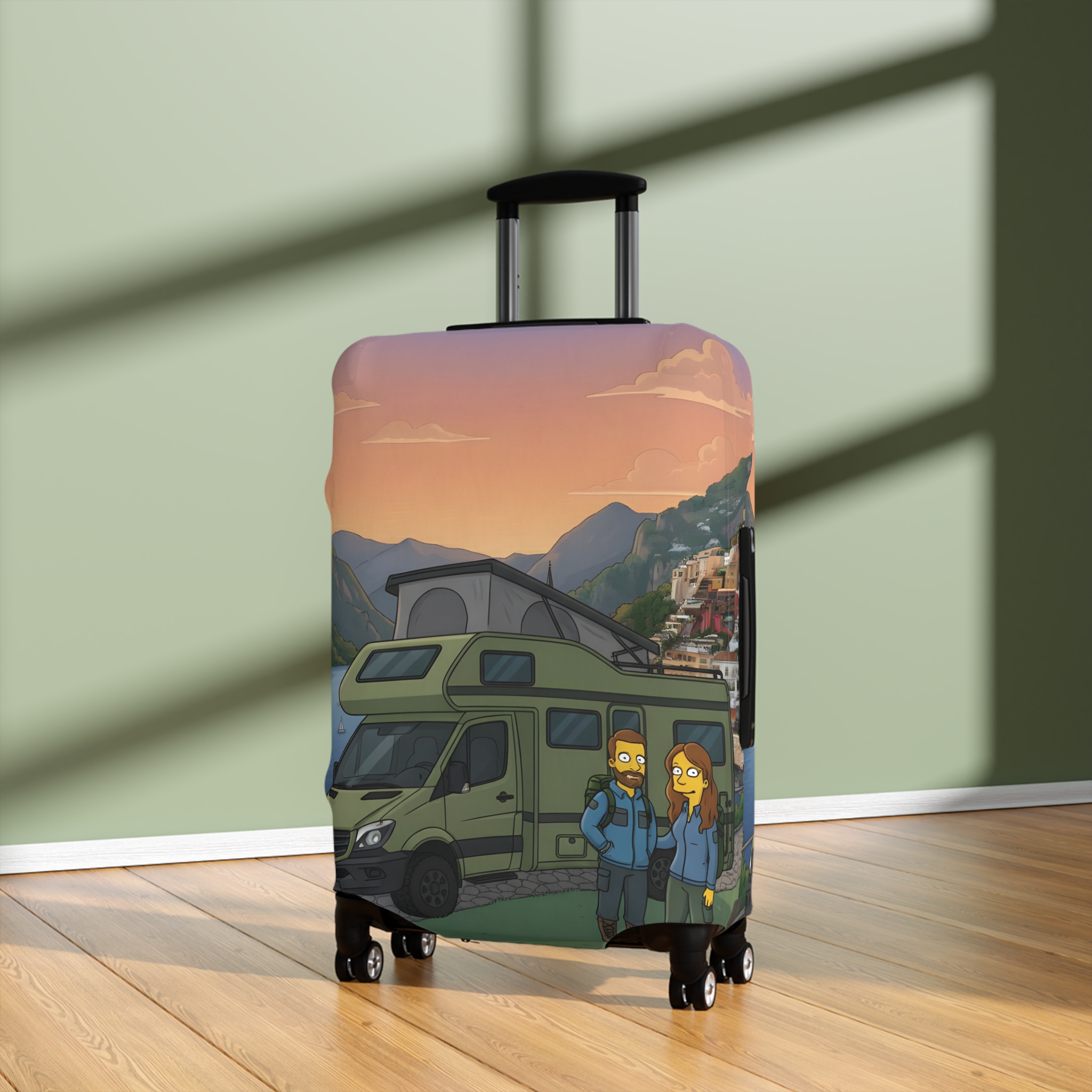 11758315401885268317_2048.jpeg Luggage Cover — Adventure Camper Sketch Travel Suitcase(Design Sitcom-Line)
