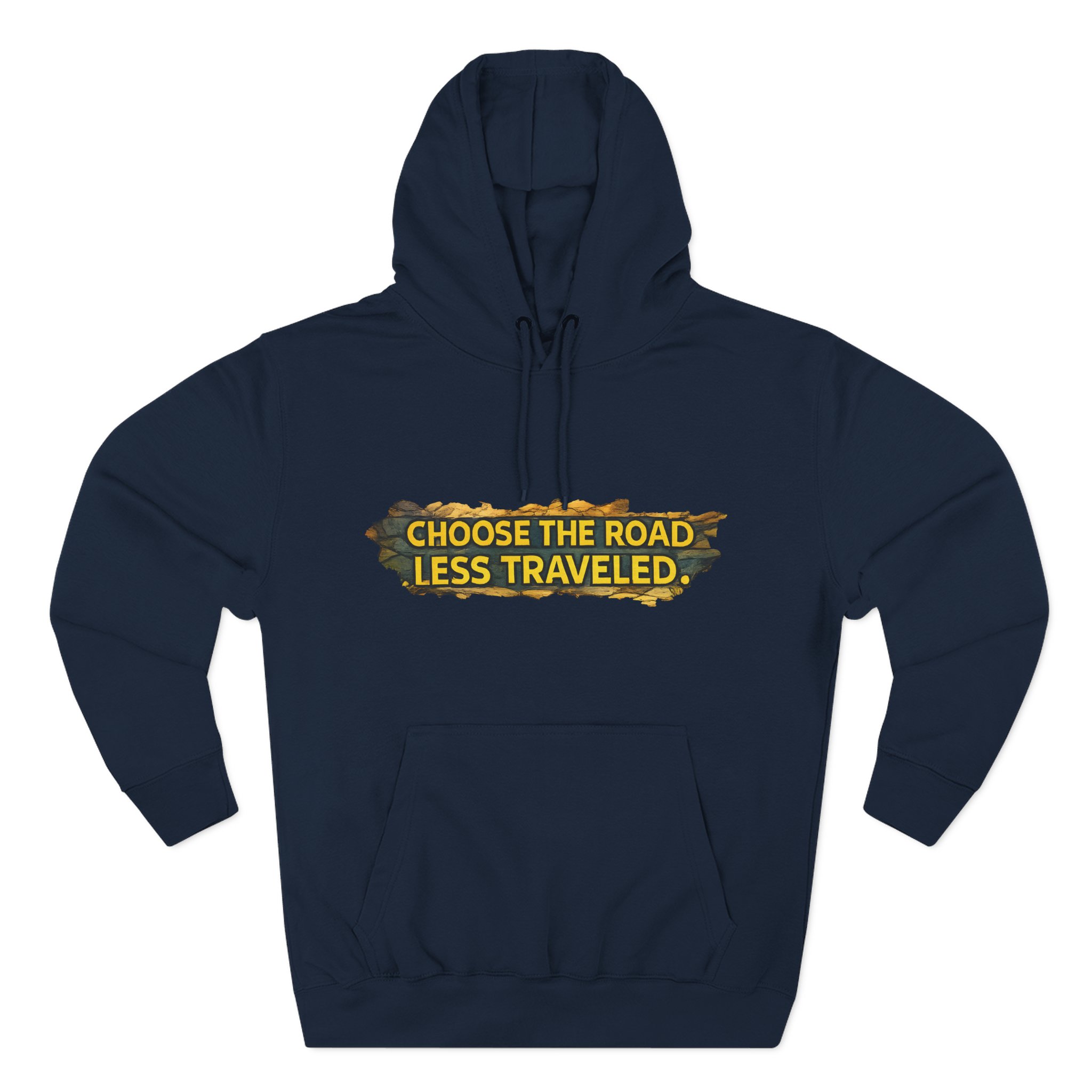 Three-Panel Fleece Hoodie - "Choose The Road Less Traveled" Design Cubic-Line