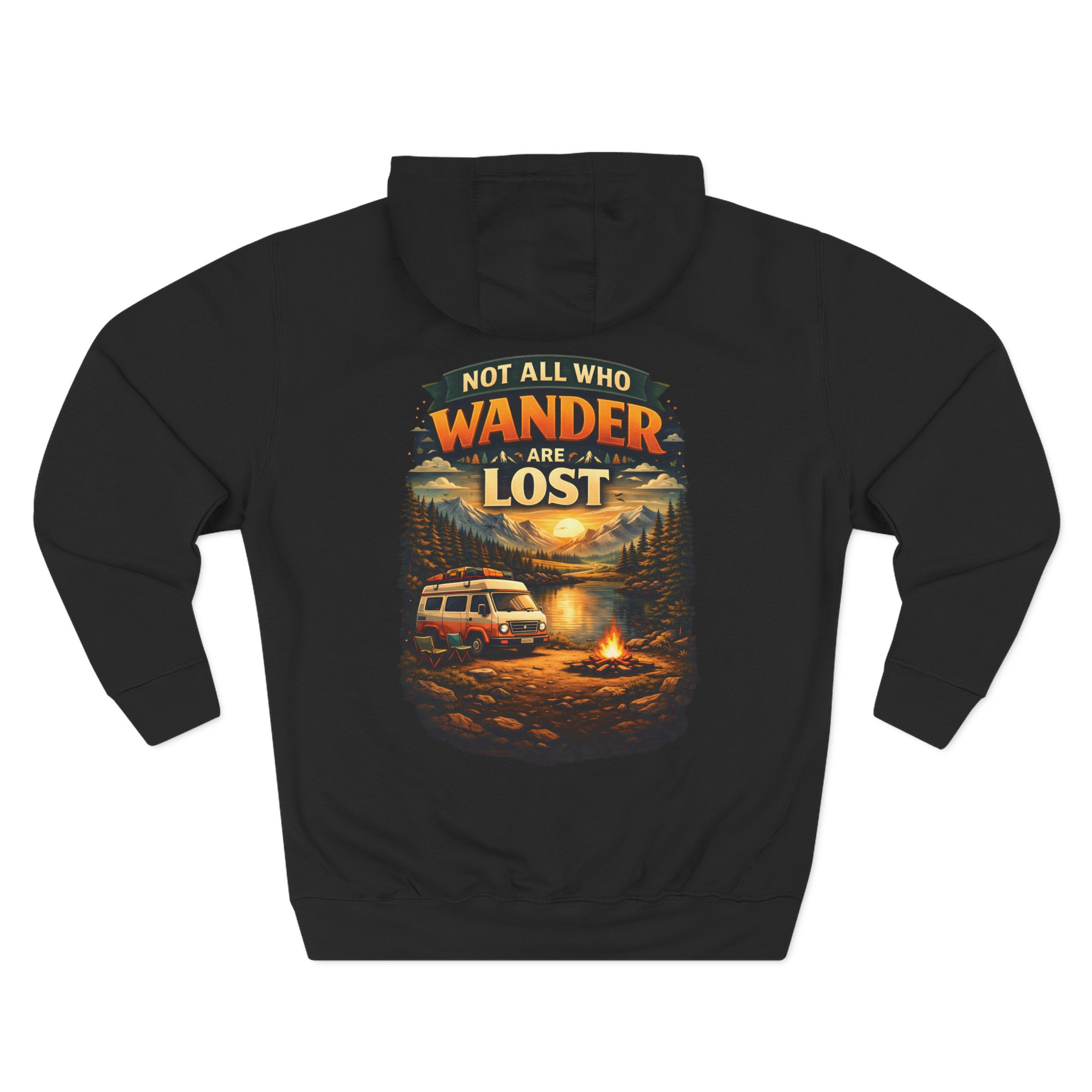 Three-Panel Fleece Hoodie - "Not All Who Wander Are Lost" Design Scenic-Line