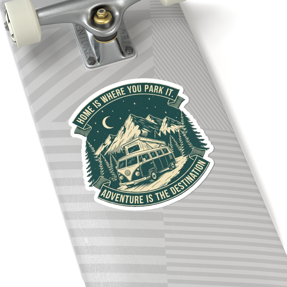 Round Sticker — "Home Is Where You Park It-Adventure is the destination" Camper Van Decal