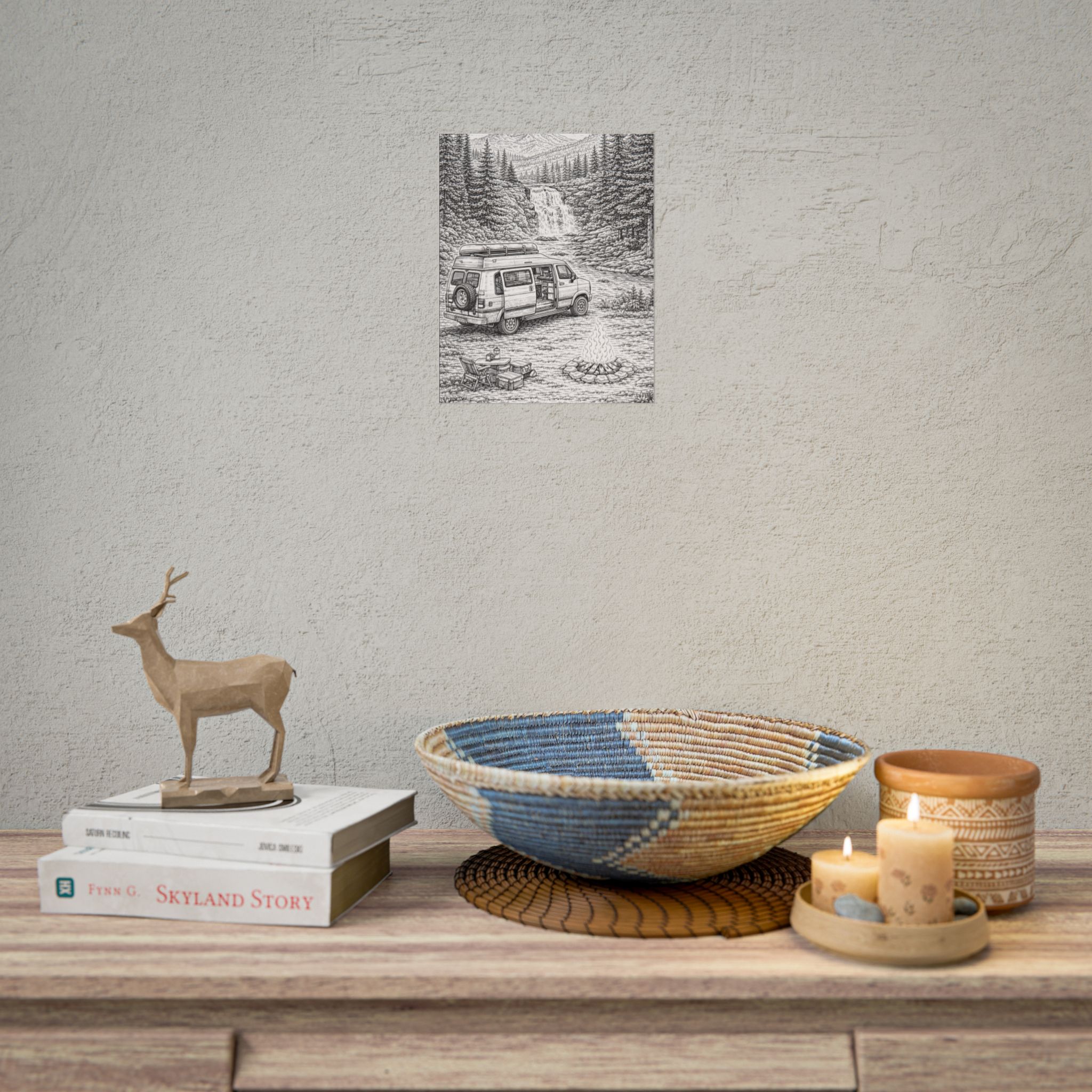 Campervan Poster — Vintage RV Camping Landscape Wall Art