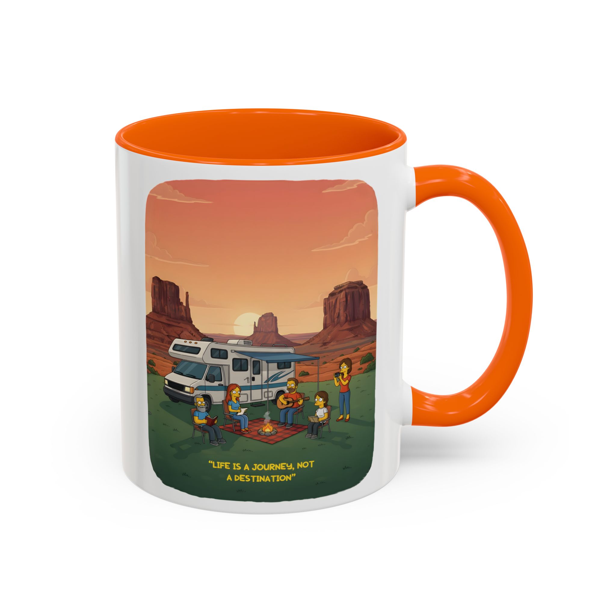 Accent Coffee Mug (11, 15oz) — "Life Is A Journey-Not A Destination" Design Sitcom-Line