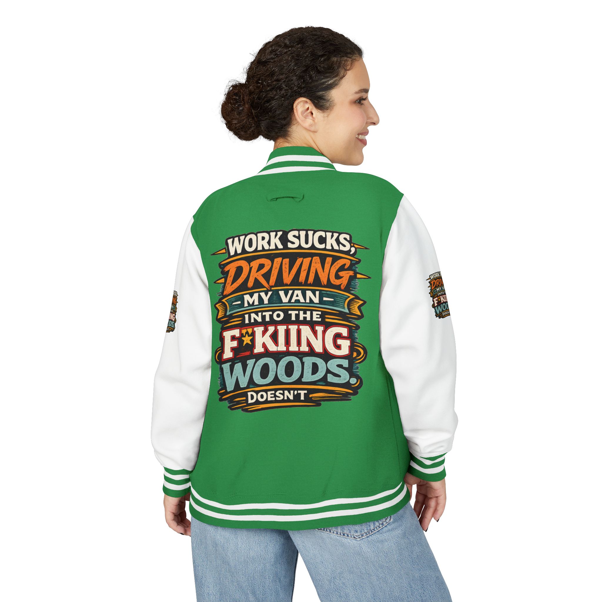 Unisex Heavyweight Letterman Jacket — "Work Sucks" Design F**K-Line