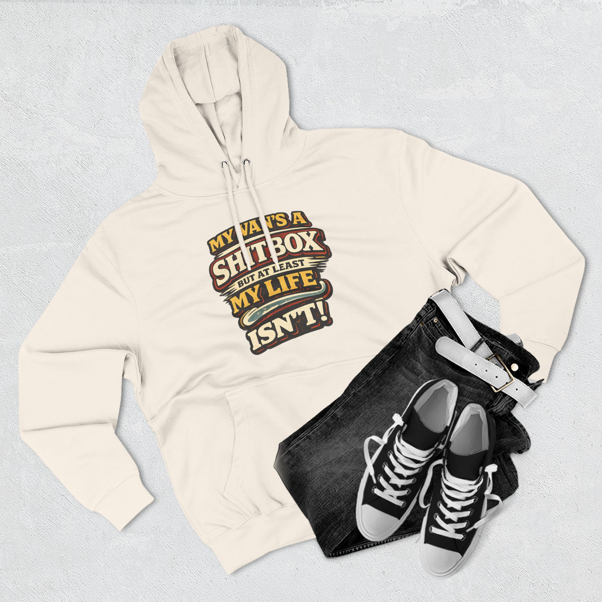 Three-Panel Fleece Hoodie - "My Van`s A Shitbox" Design F**K-Line