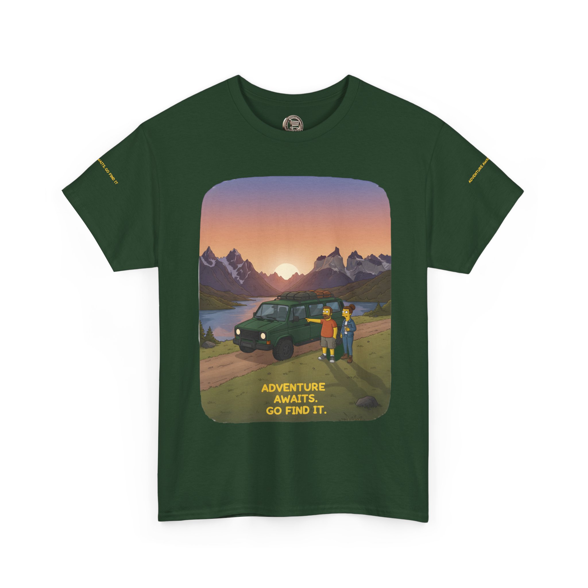 Unisex Heavy Cotton Tee — "Adventure Awaits-Go Find It" Design Sitcom-Line