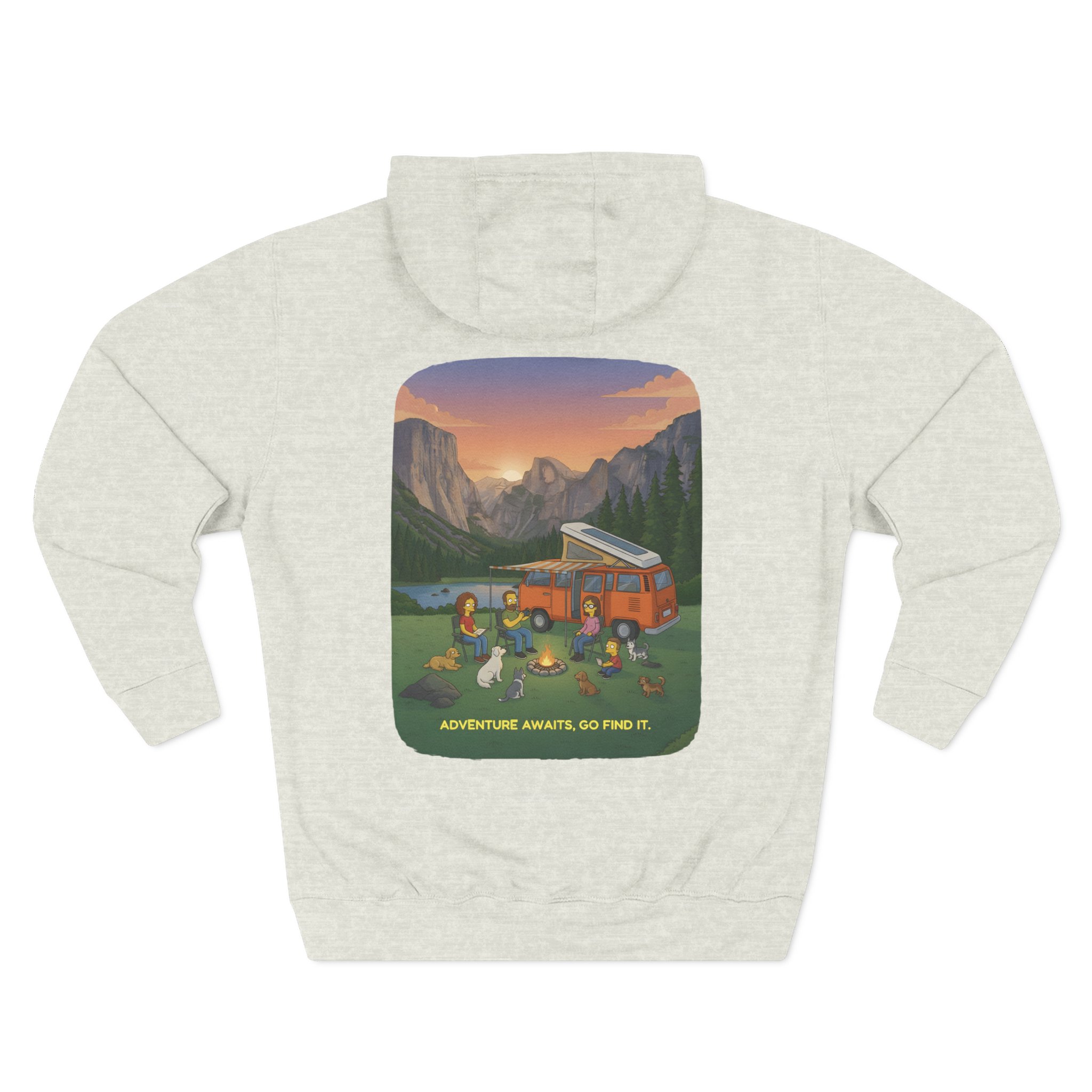 Three-Panel Fleece Hoodie - "Adventure Awaits-Go Find It"" Design Sitcom-Line