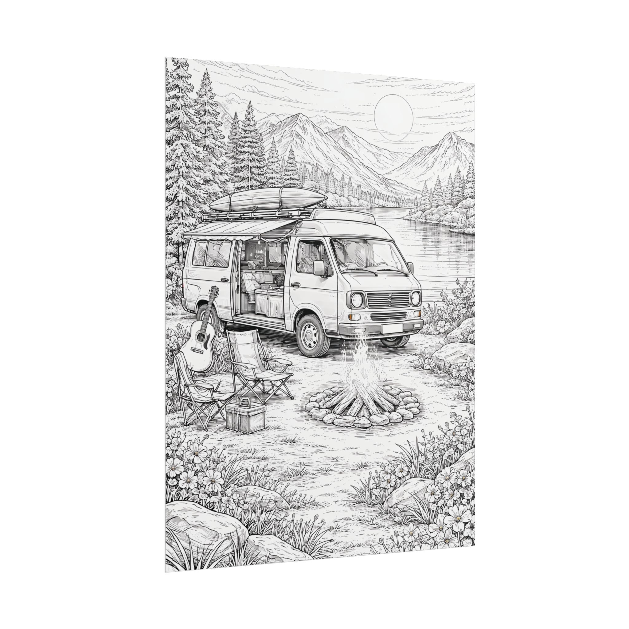 Campervan Poster — Vintage RV Camping Landscape Wall Art