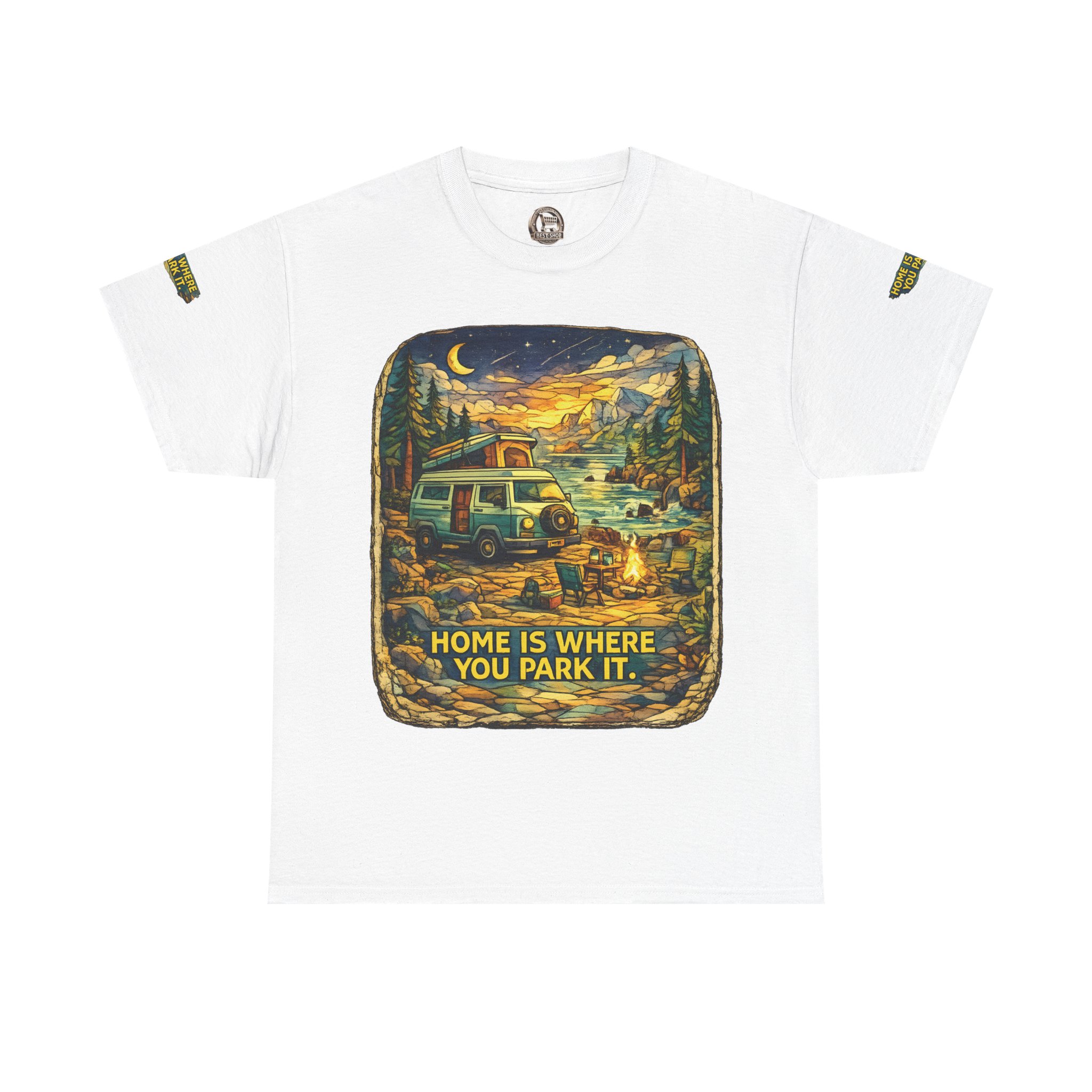 Unisex Heavy Cotton Tee — "Home Is Where You Park It" Design Cubic-Line