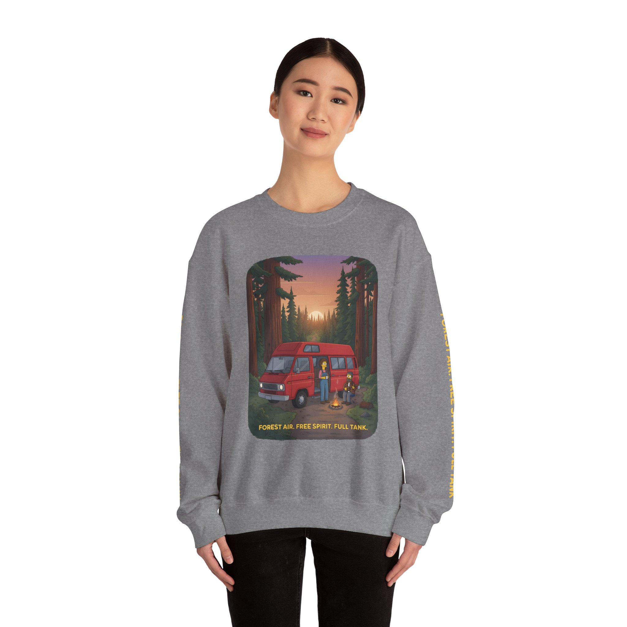 11791695973039427844_2048.jpeg Unisex Heavy Blend™ Crewneck Sweatshirt — "Forest Air Free Spirit Full Tank" Design Sitcom-Line