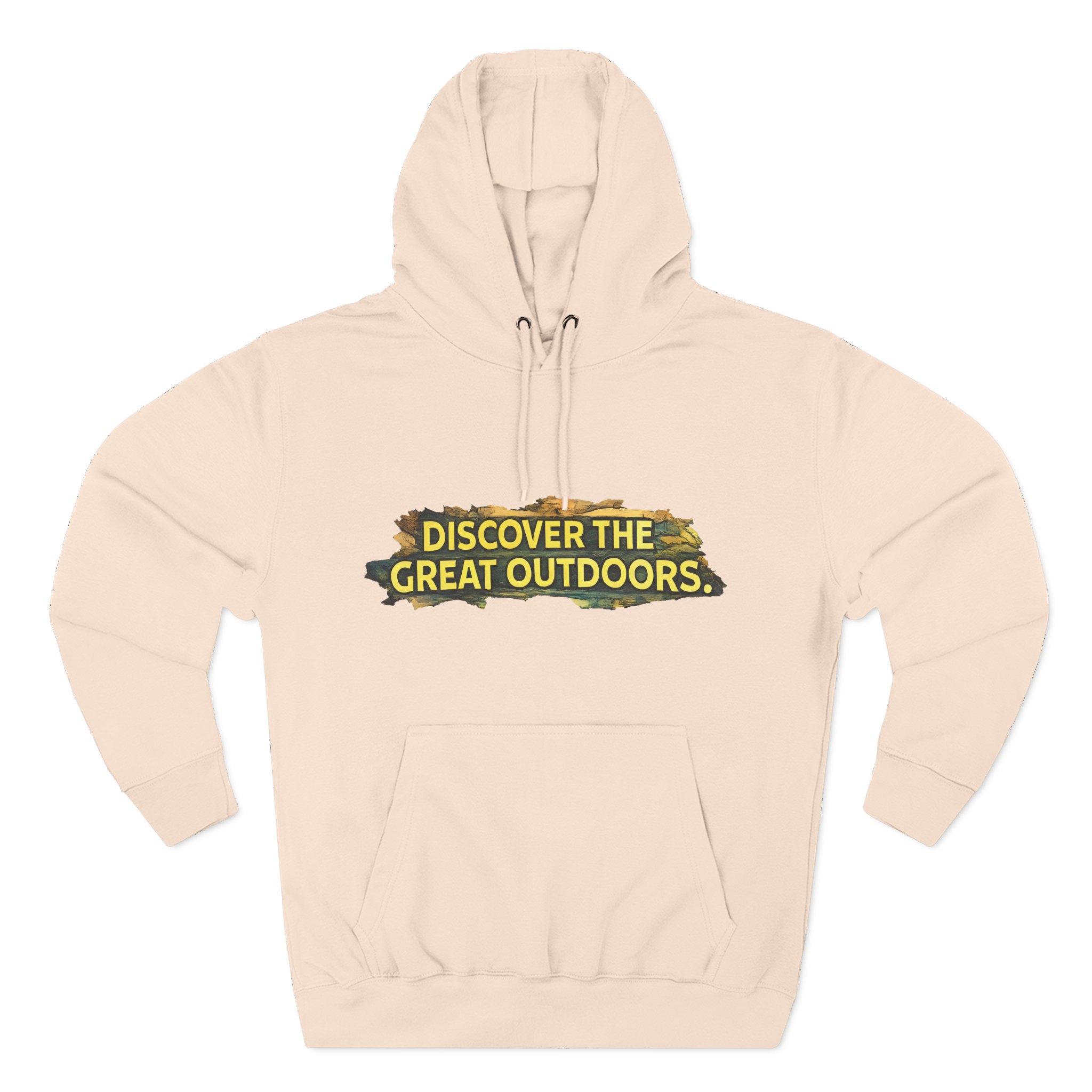 Three-Panel Fleece Hoodie - "Discover The Great Outdoors" Design Cubic-Line