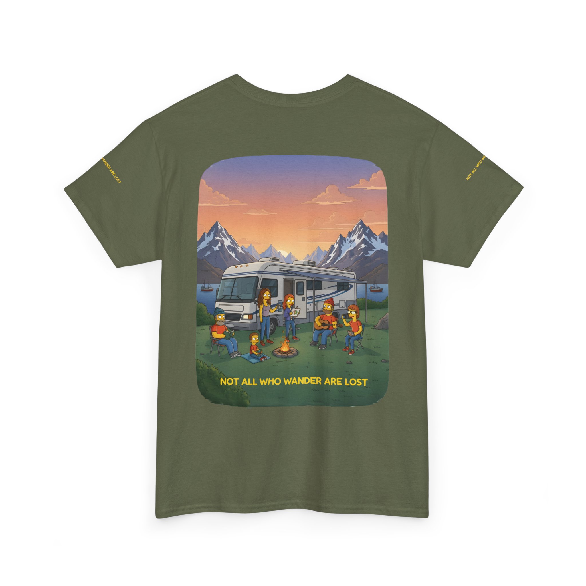 Unisex Heavy Cotton Tee — "Not All Who Wander Are Lost" Design Sitcom-Line