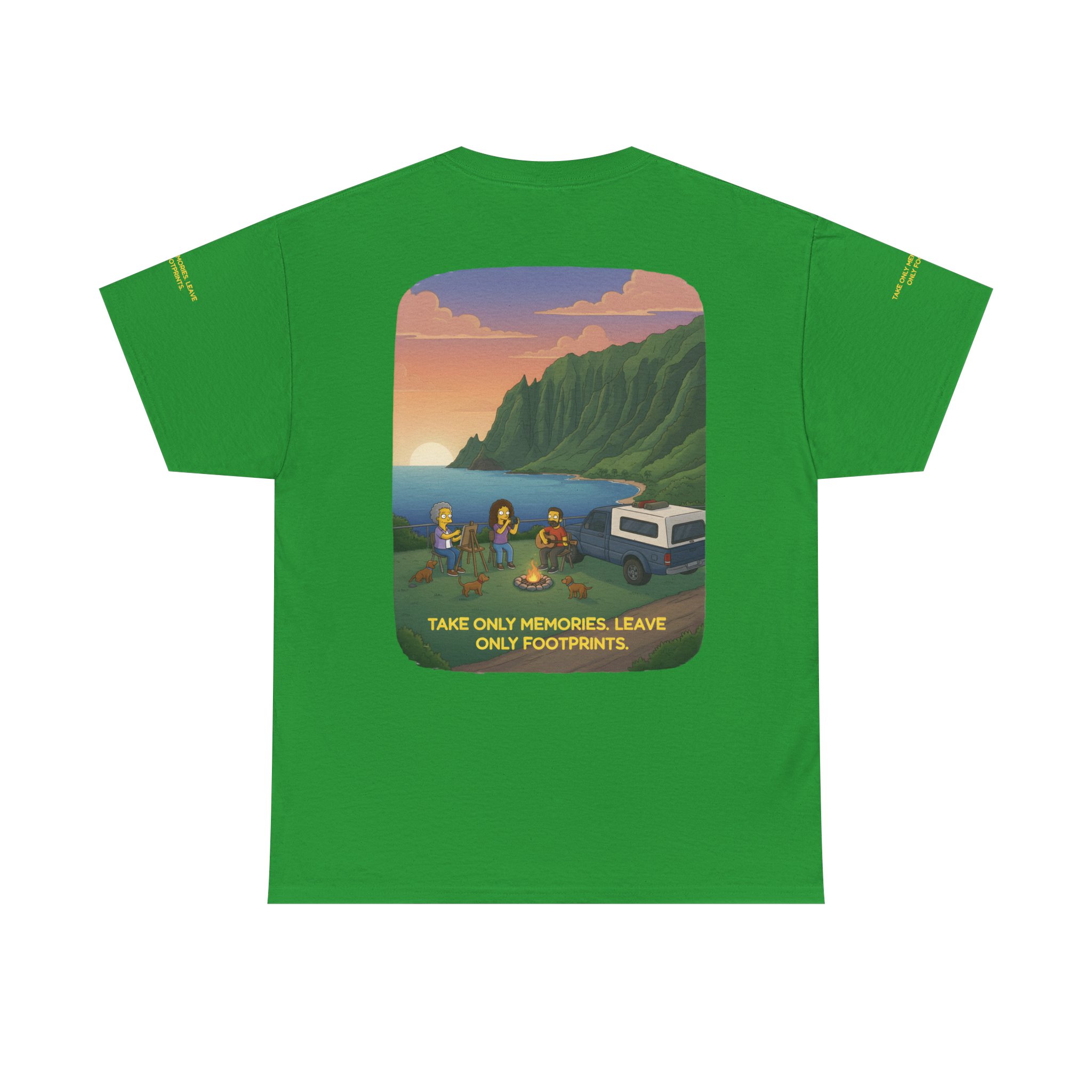 Unisex Heavy Cotton Tee — "Take Only Memories-Leave Only Footprints" Design Sitcom-Line