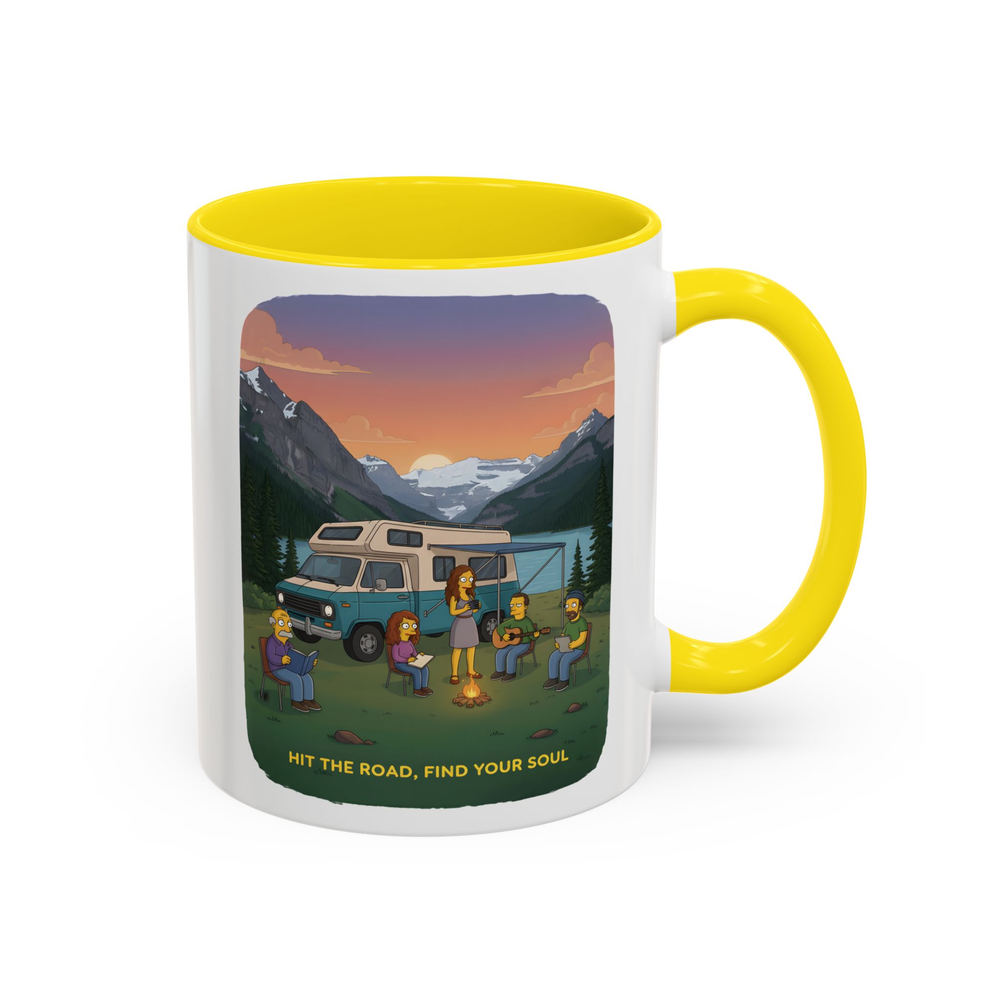 Accent Coffee Mug (11, 15oz) — "Hit The Road-Find Your Soul" Design Sitcom-Line
