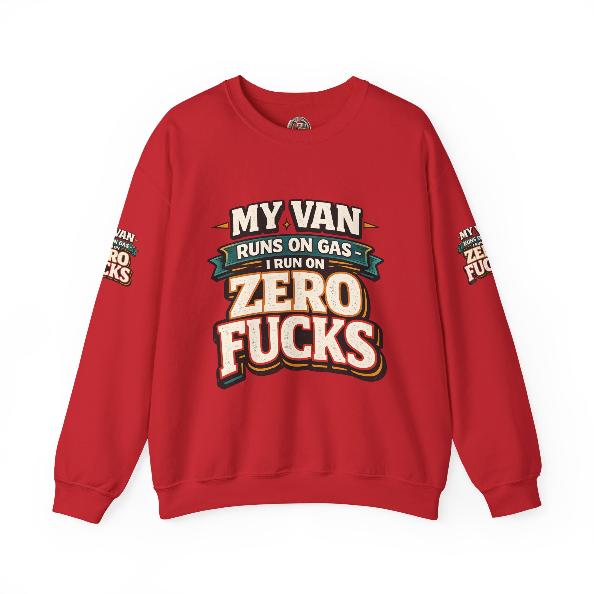 Unisex Heavy Blend™ Crewneck Sweatshirt — "My Van Runs On Gas" Design F**K-Line
