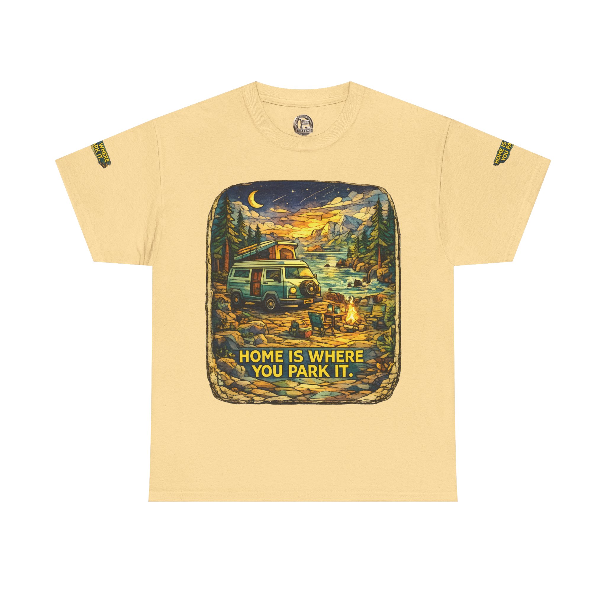 Unisex Heavy Cotton Tee — "Home Is Where You Park It" Design Cubic-Line