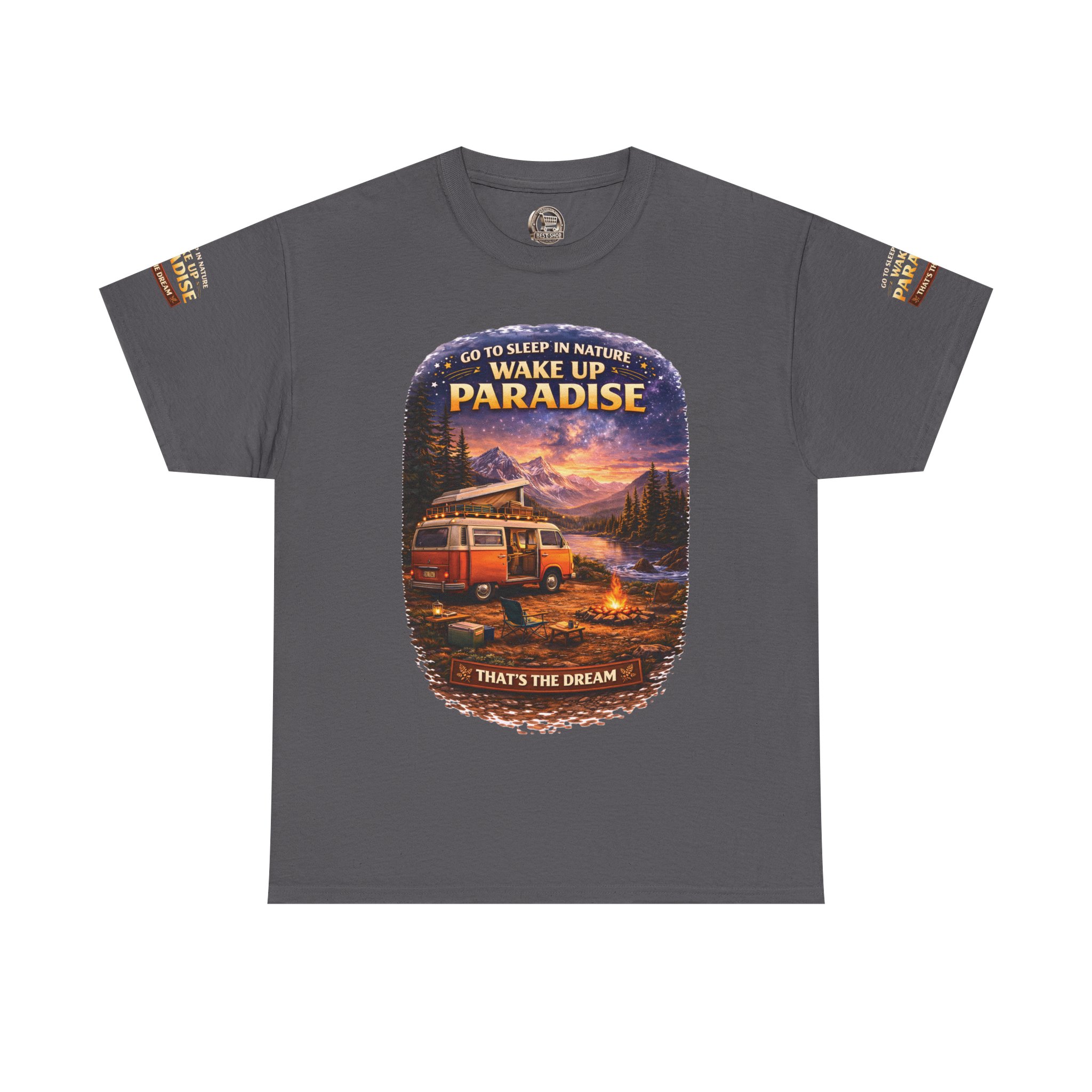 Unisex Heavy Cotton Tee — "Go To Sleep In Nature " Design Scenic-Line