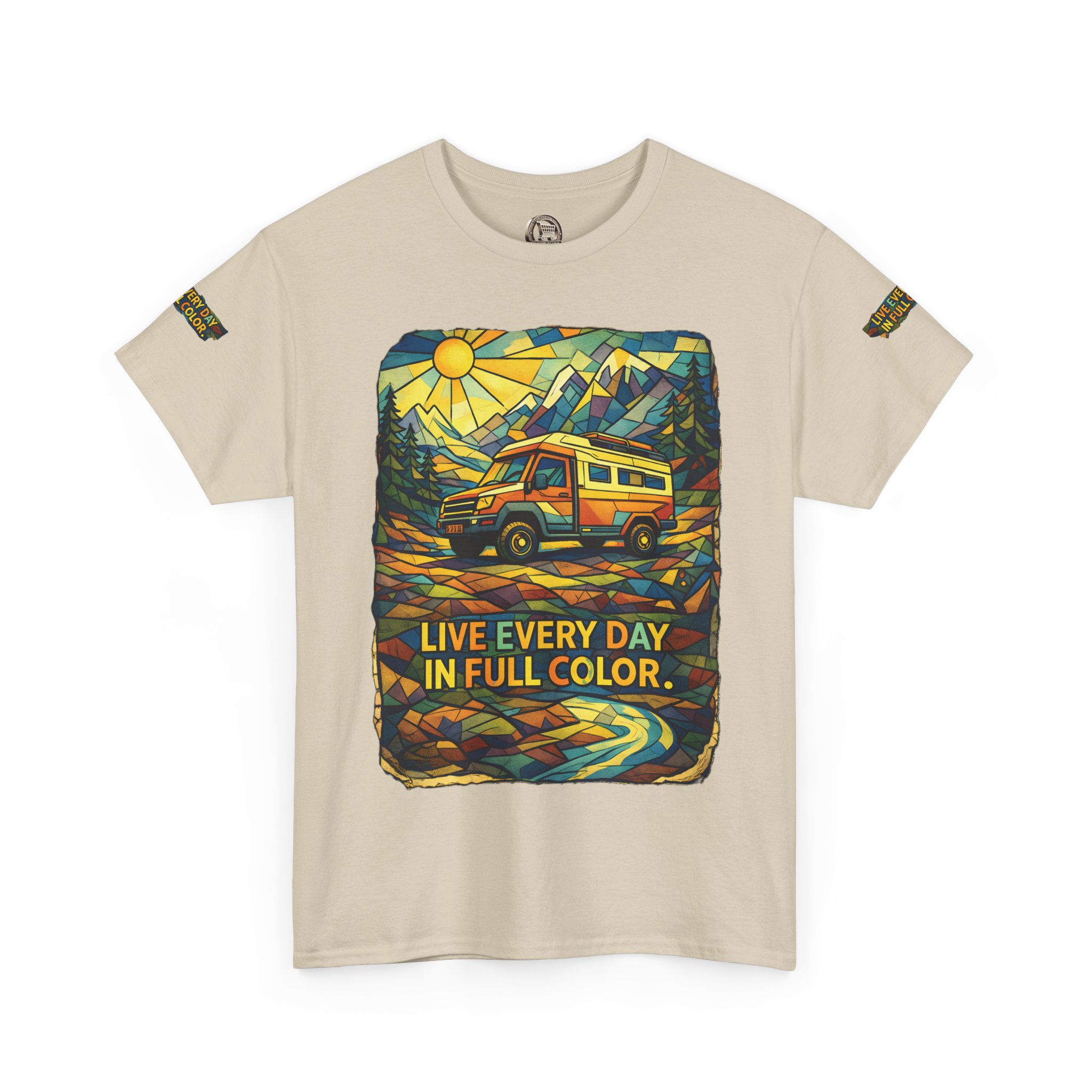 11810664353687400864_2048.jpeg Unisex Heavy Cotton Tee — "Live Life Every Day In Full Color" Design Cubic-Line