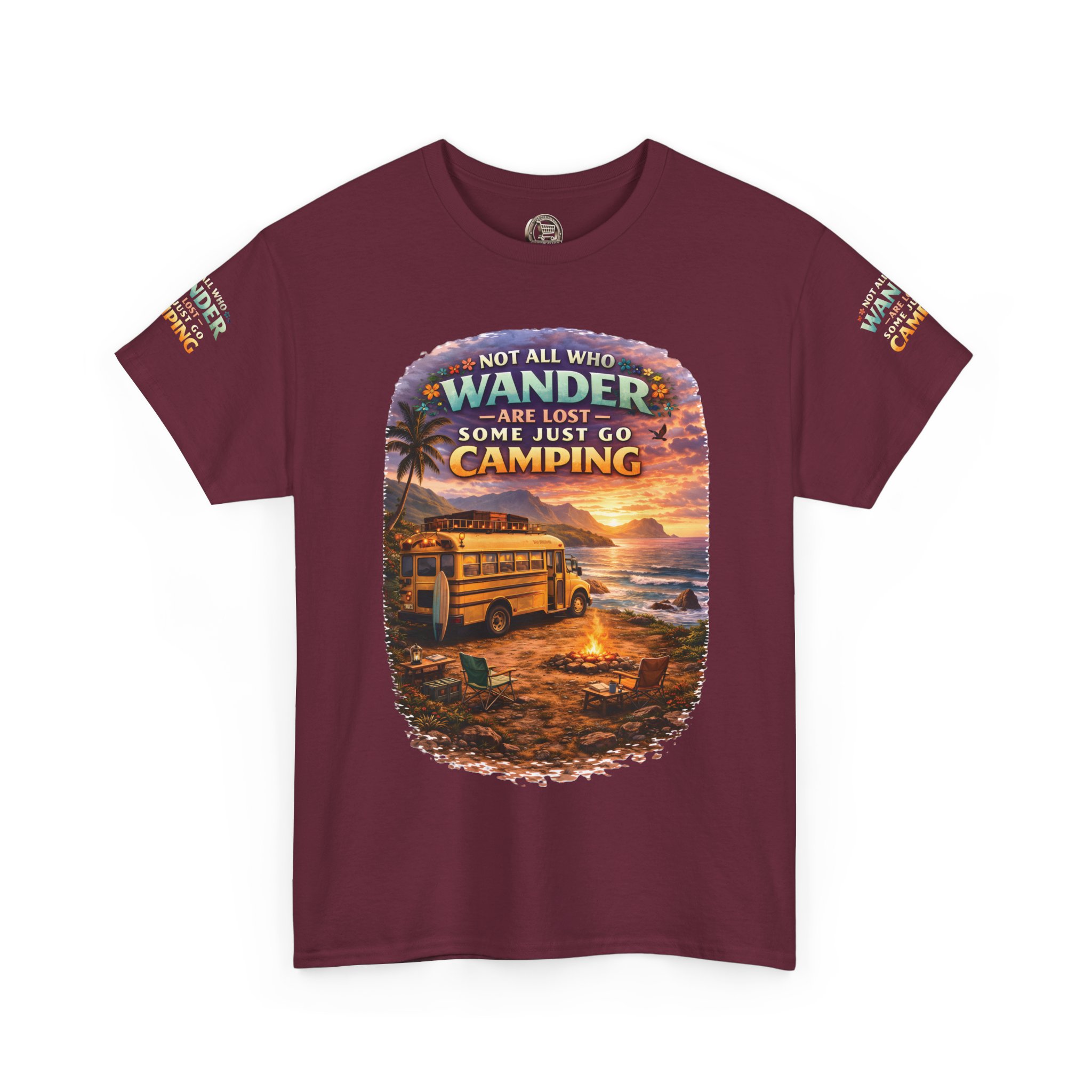 Unisex Heavy Cotton Tee — "Not All Who Wander Are Lost" Design Scenic-Line
