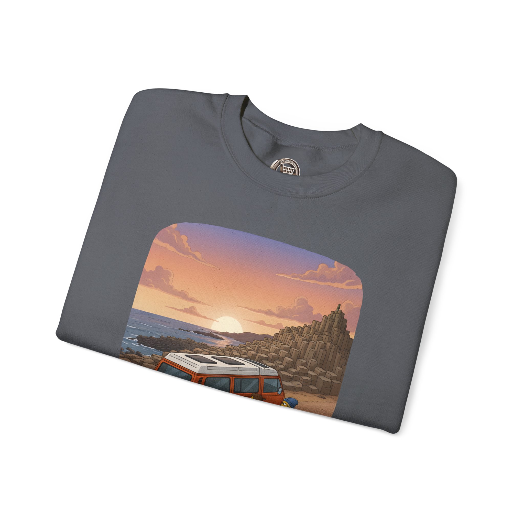 Unisex Heavy Blend™ Crewneck Sweatshirt — "Lost Roads Epic Coastlines" Design Sitcom-Line