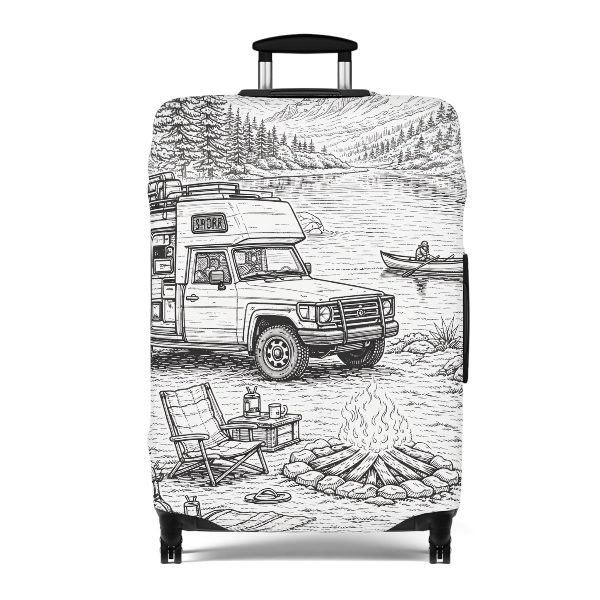 Luggage Cover — Adventure Camper Sketch Travel Suitcase