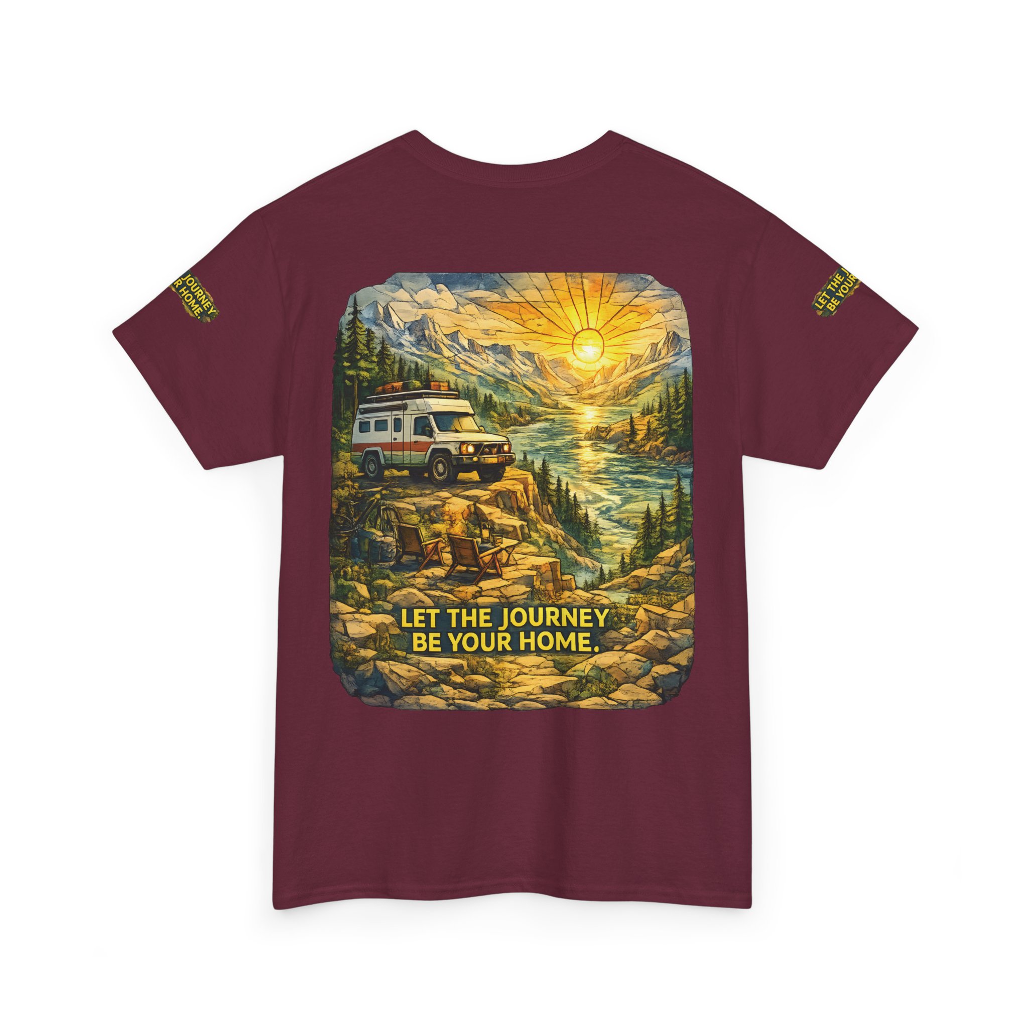 11815085486435280727_2048.jpeg Unisex Heavy Cotton Tee — "Let The Journey Be Your Home" Design Cubic-Line