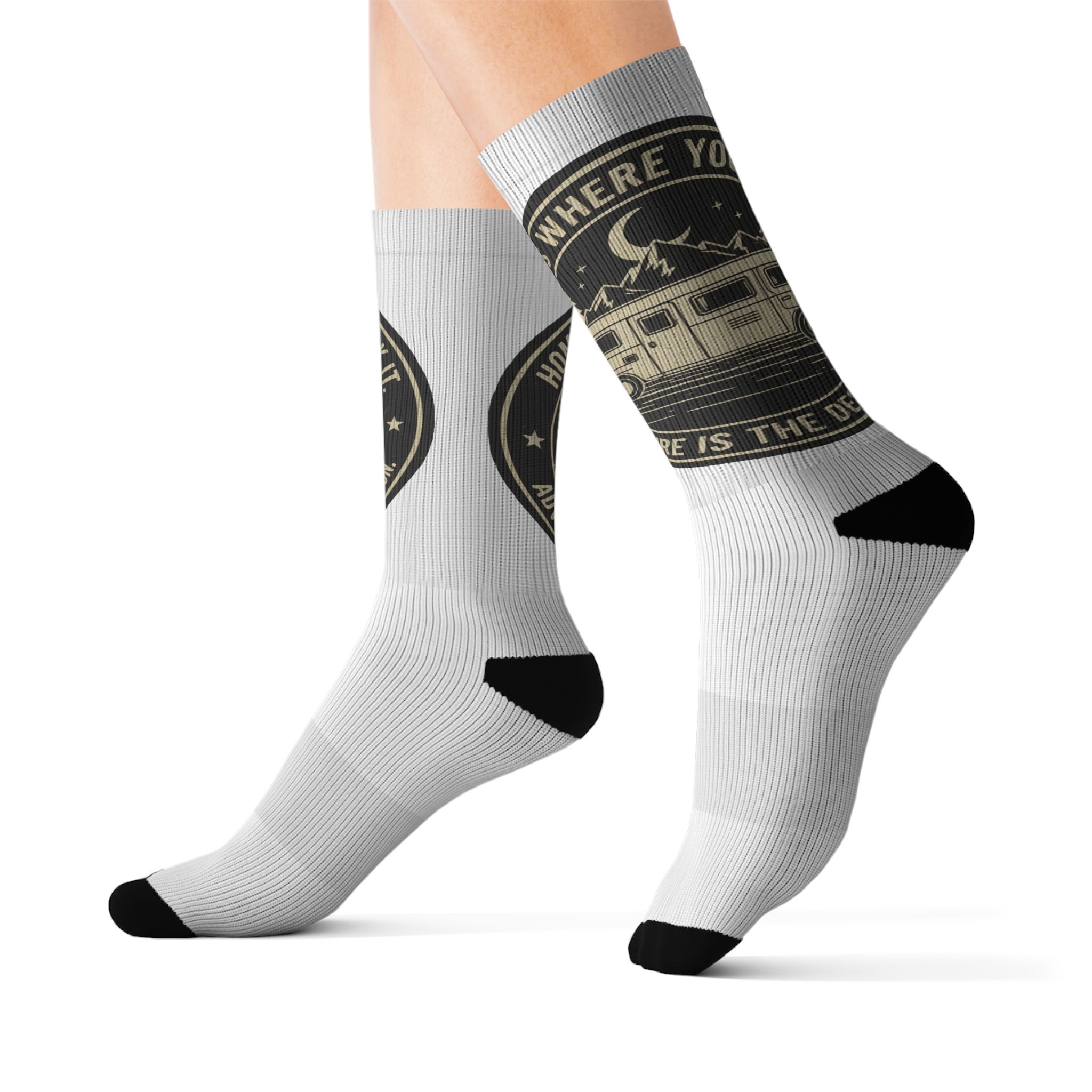 Sublimation Socks — Retro Camper Roadtrip Crew Socks