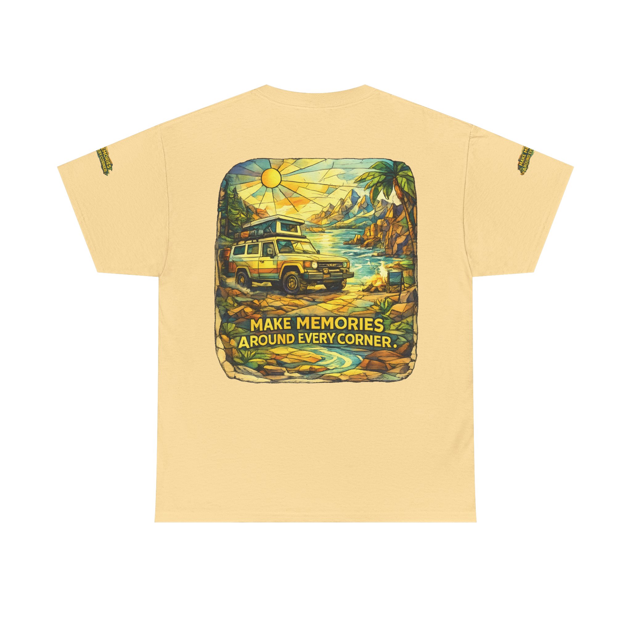 11819569490063783970_2048.jpeg Unisex Heavy Cotton Tee — "Make Memories Around Every Corner" Design Cubic-Line