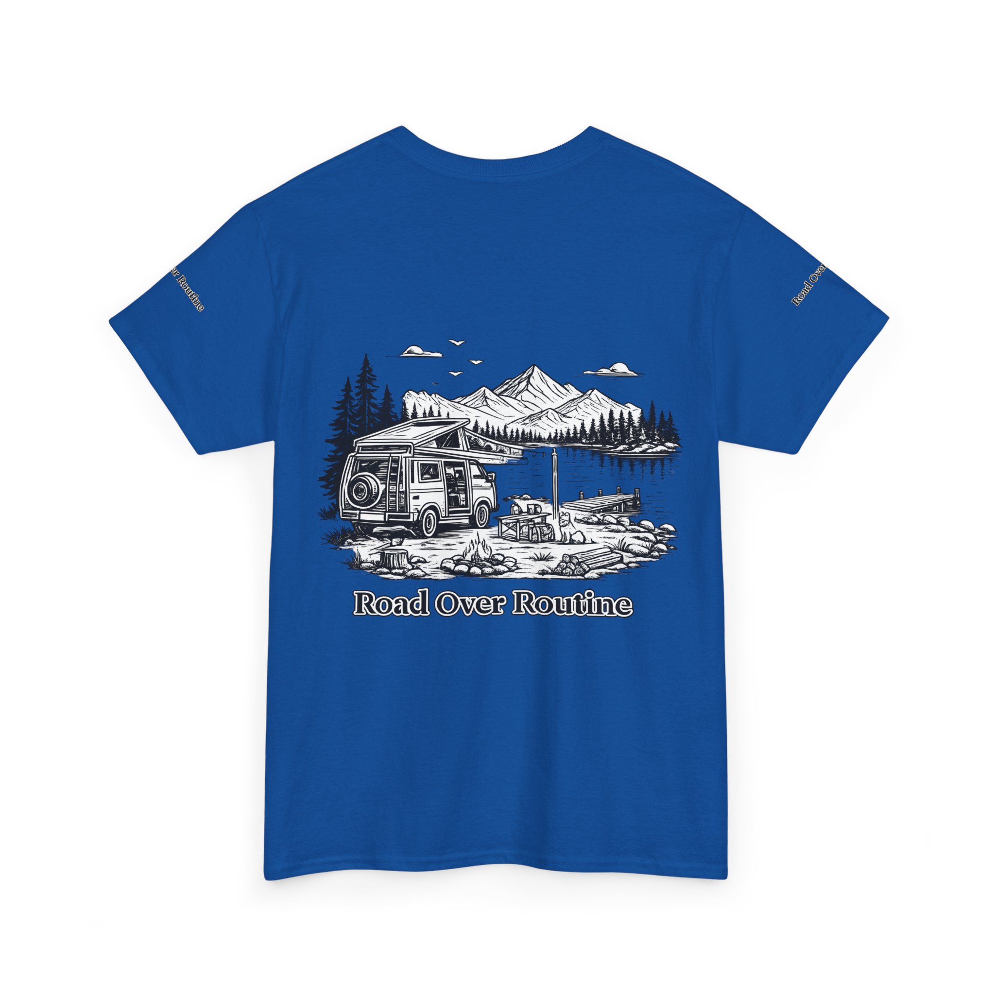 Unisex Heavy Cotton Tee — "Road Over Routine" Design Minimal-Line