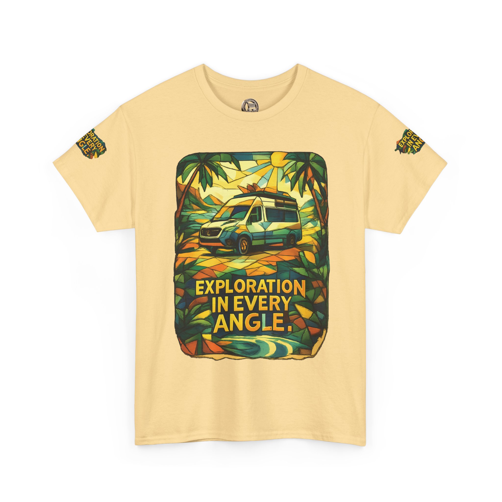 Unisex Heavy Cotton Tee — "Exploration In Every Angle" Design Cubic-Line
