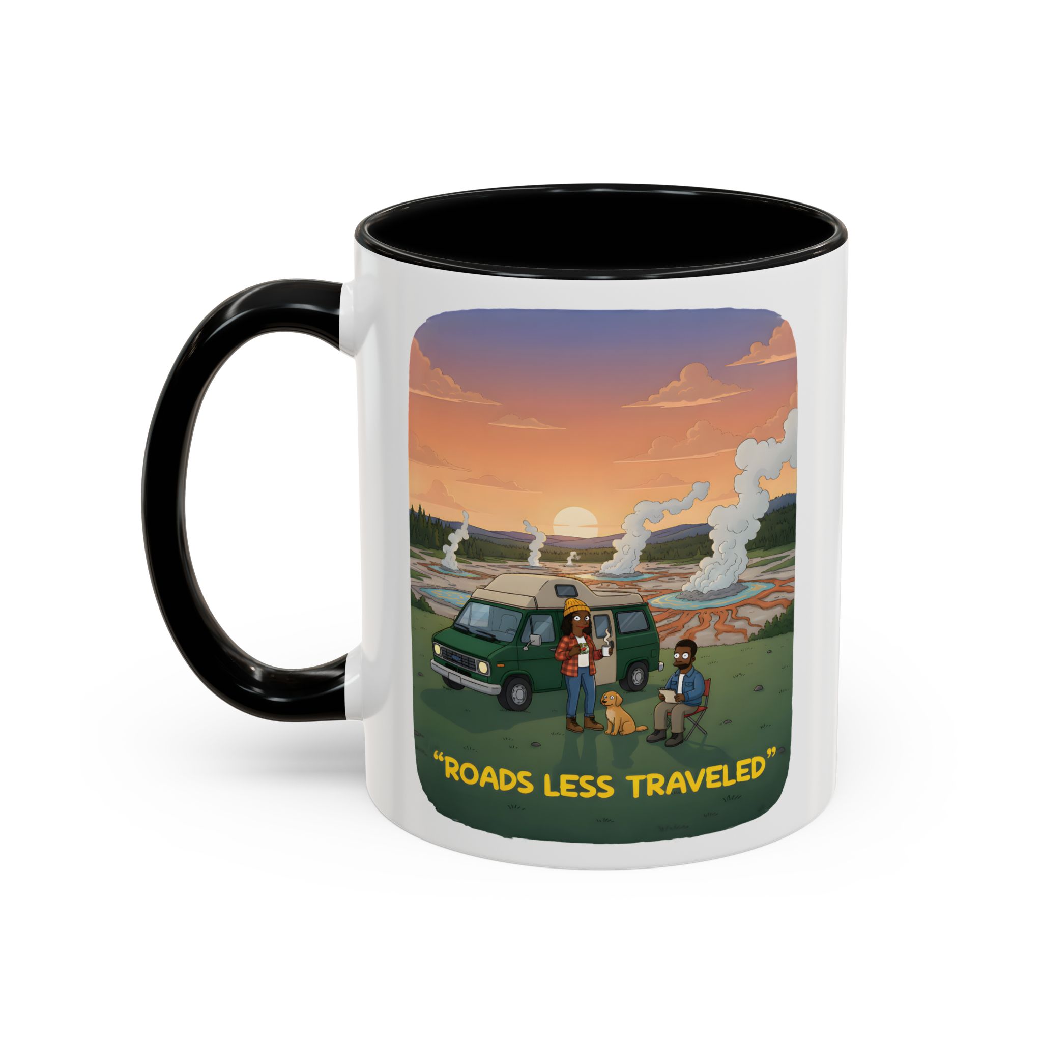 Accent Coffee Mug (11, 15oz) — "Roads Less Traveled" Design Sitcom-Line