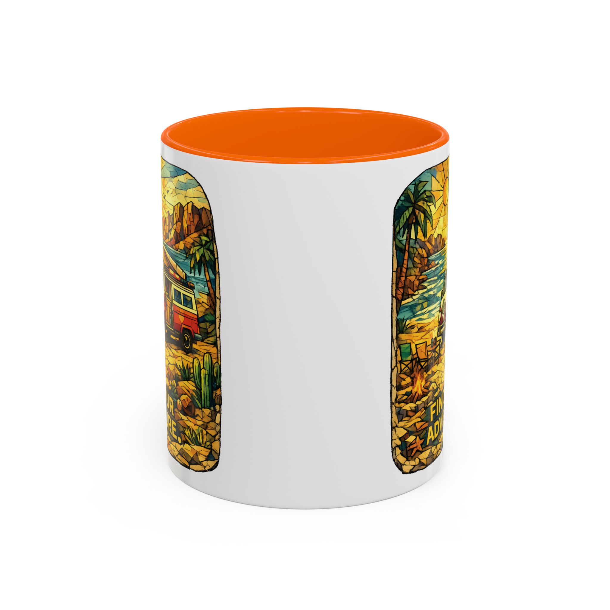 Accent Coffee Mug (11, 15oz) — ""Find Your Adventure"" Design Cubic-Line