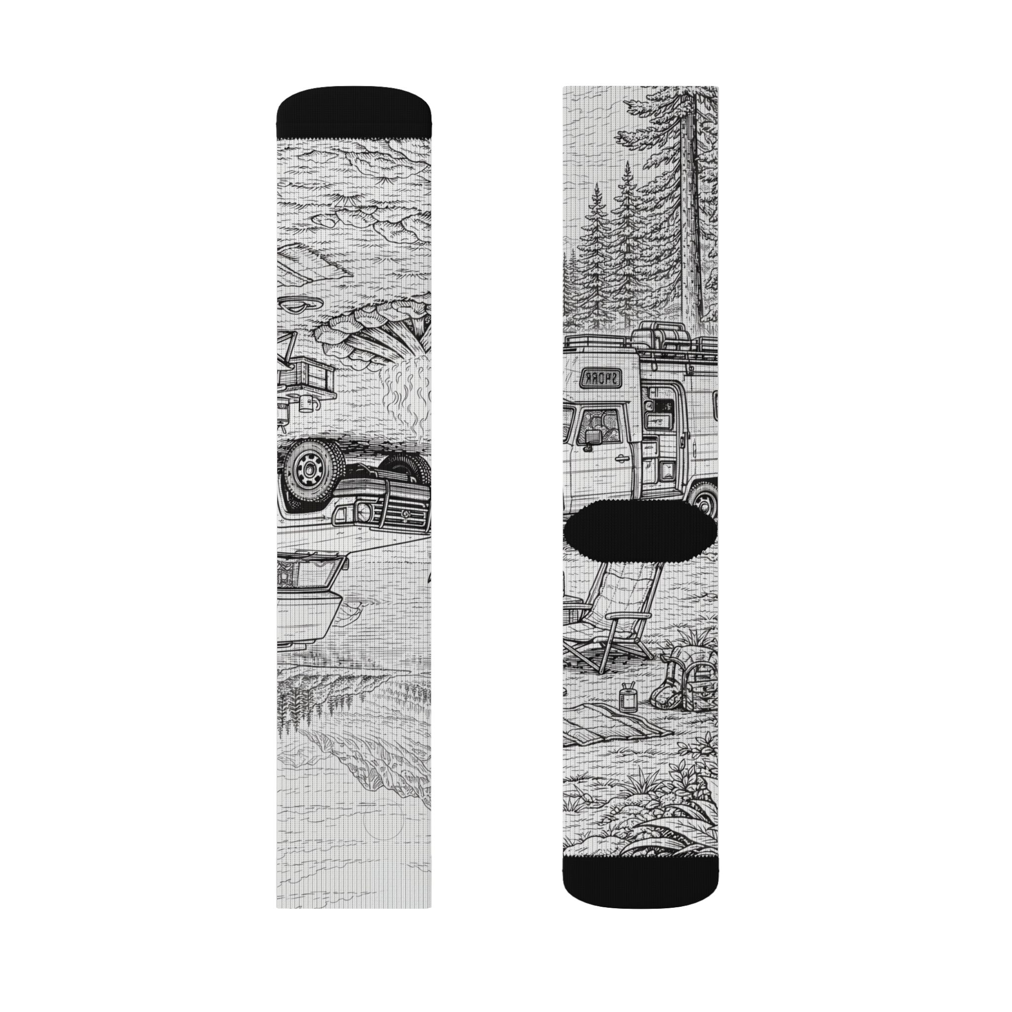 Sublimation Socks — Retro Camper Roadtrip Crew Socks