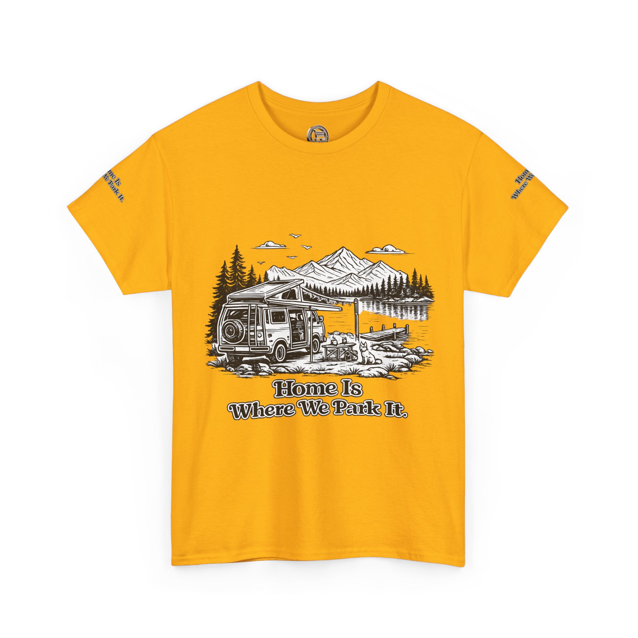 Unisex Heavy Cotton Tee — "Home Is Where You Park It" Design Minimal-Line