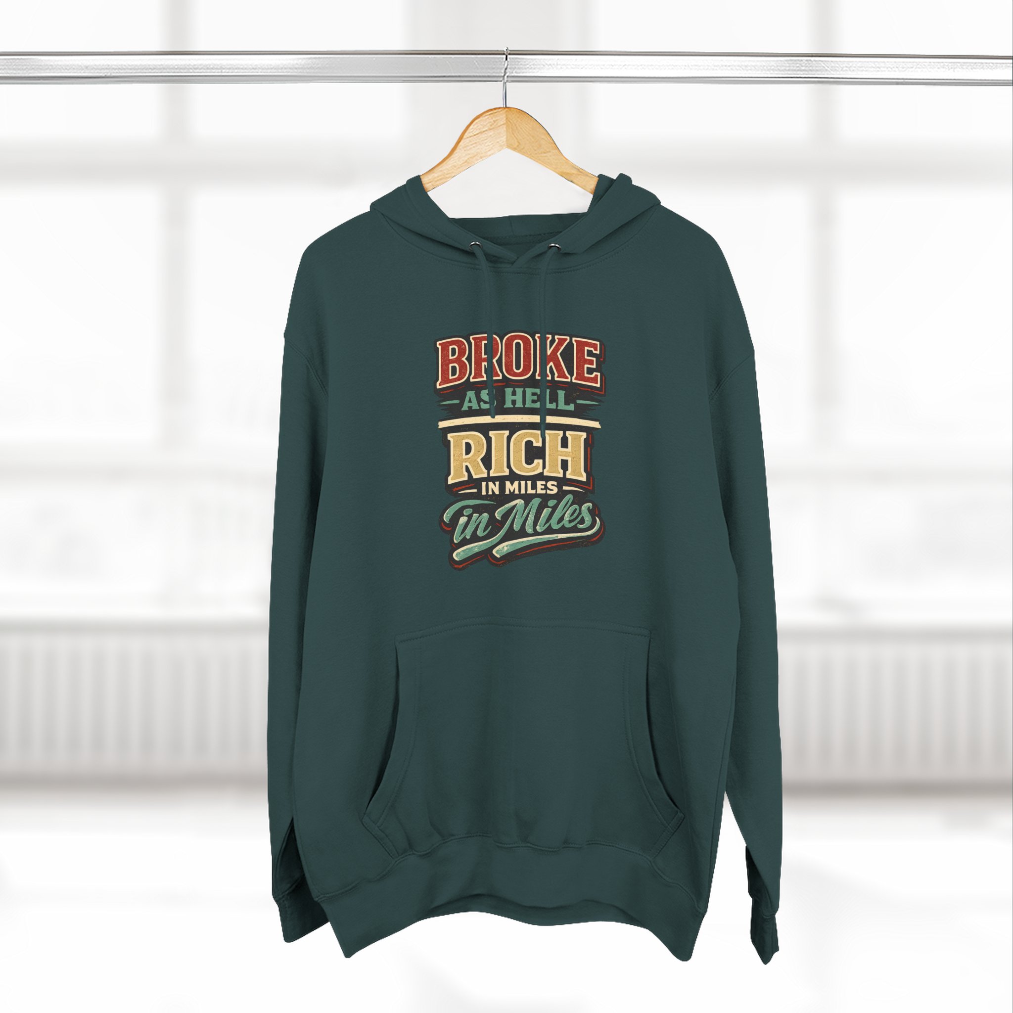Three-Panel Fleece Hoodie - "Broke As Hell" Design F**K-Line