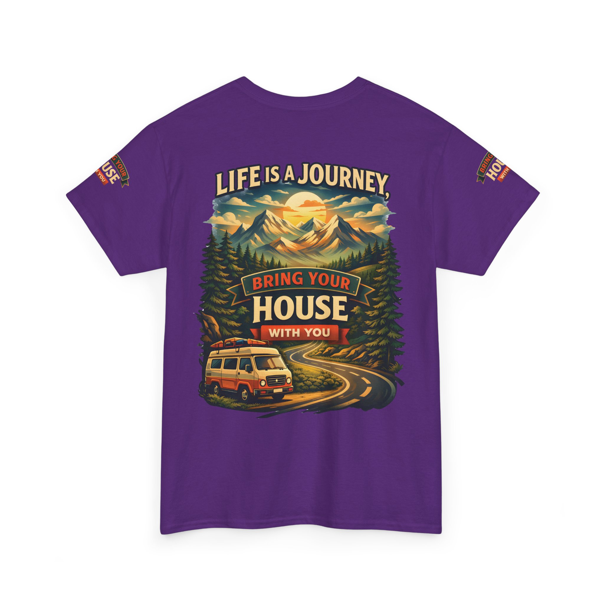 11838540291618012657_2048.jpeg Unisex Heavy Cotton Tee — "Live Is A Journey-Bring Your House With You" Design Scenic-Line