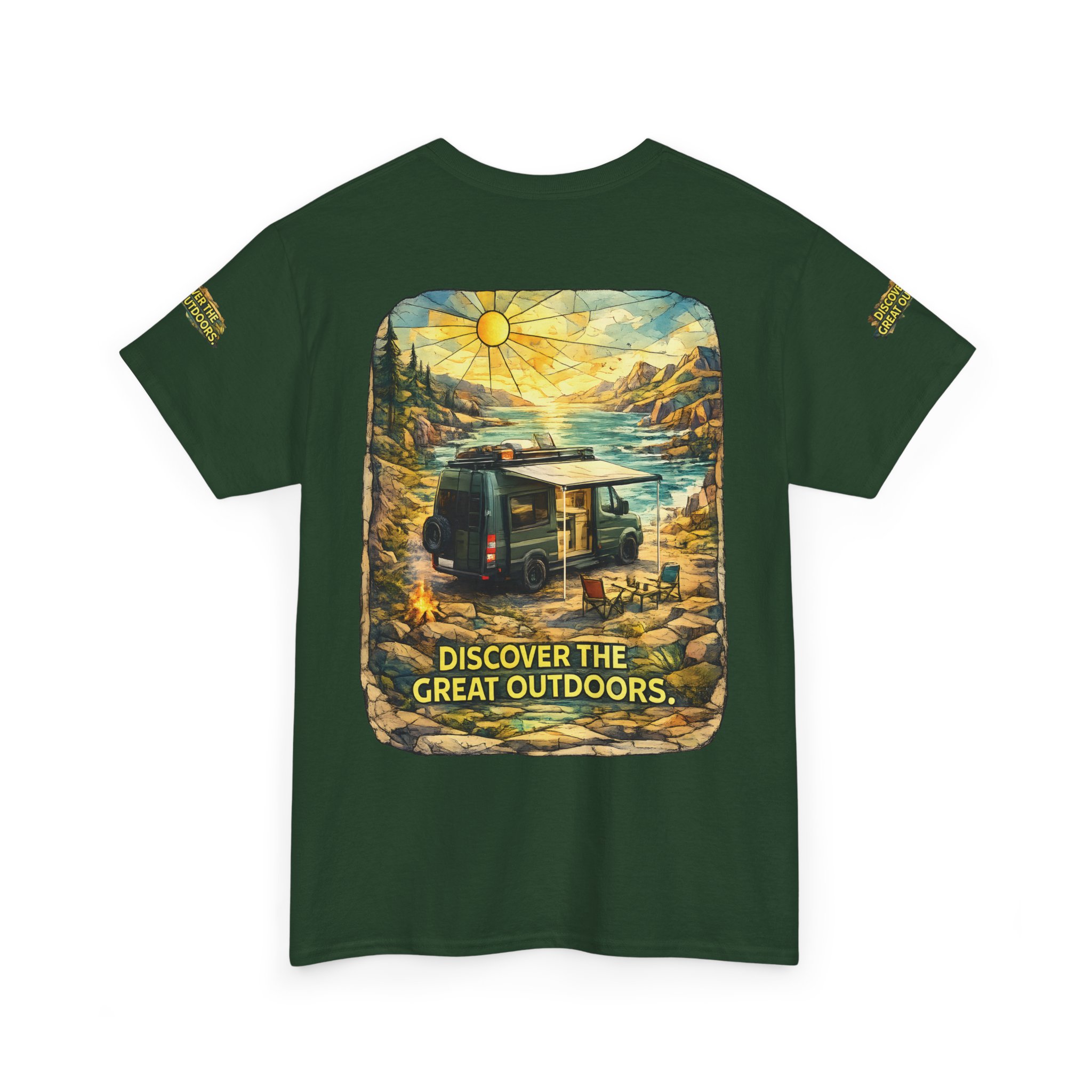 Unisex Heavy Cotton Tee — "Discover The Great Outdoors" Design Cubic-Line