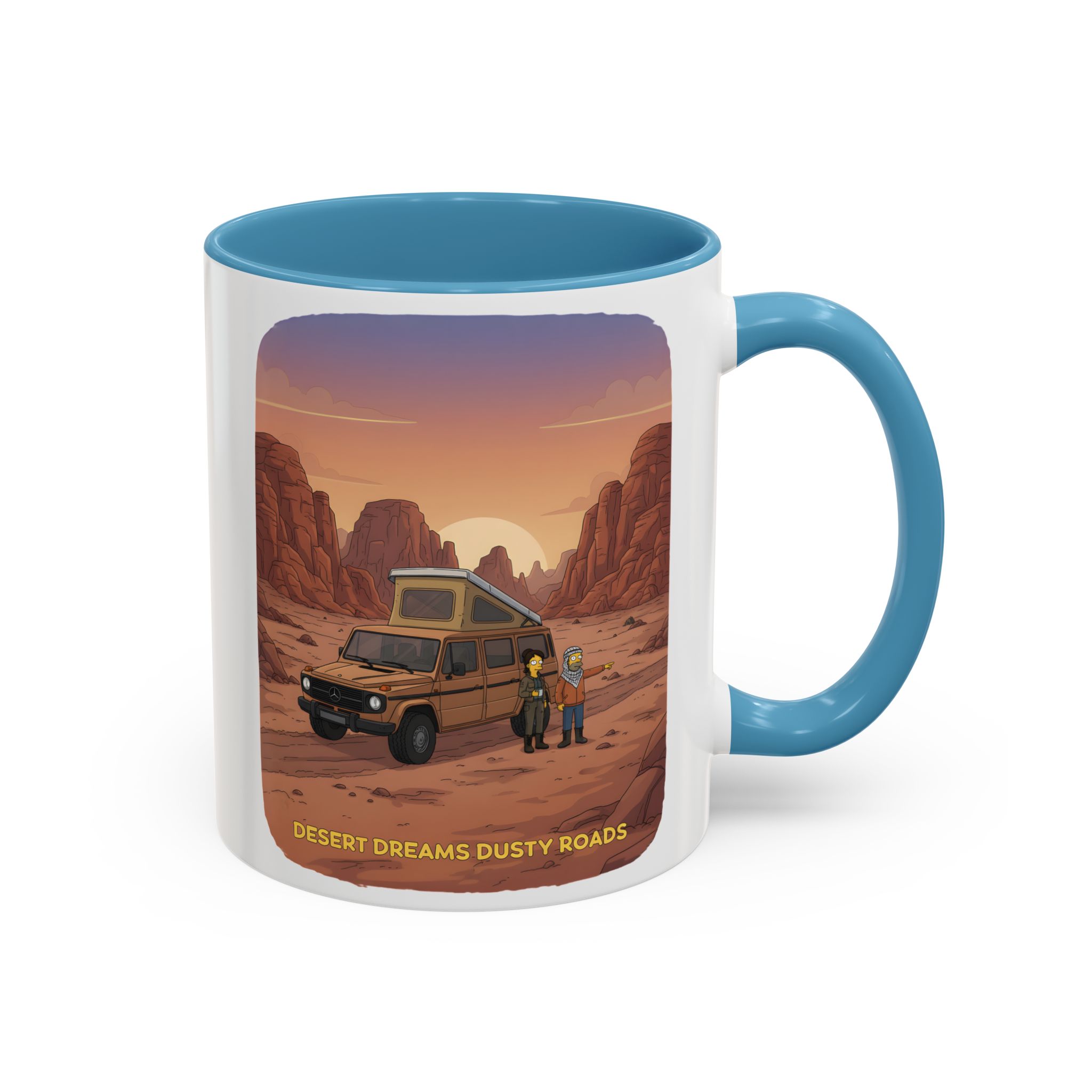 Accent Coffee Mug (11, 15oz) — "Desert Dreams Dusty Roads" Design Sitcom-Line