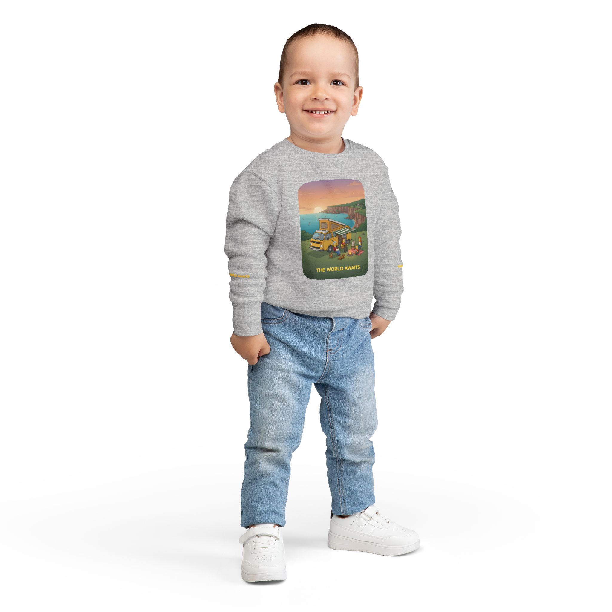 Toddler Sweatshirt - "The World Awaits" (Design Sitcom-Line)