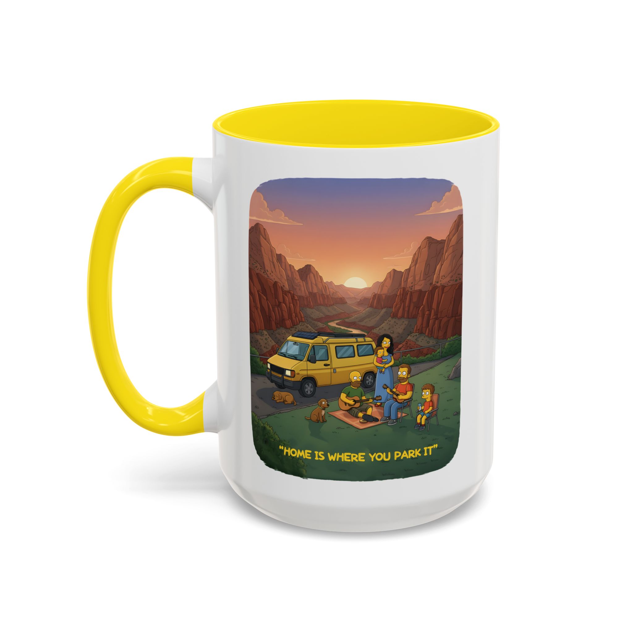 Accent Coffee Mug (11, 15oz) — "Home Is Where You Park It" Design Sitcom-Line