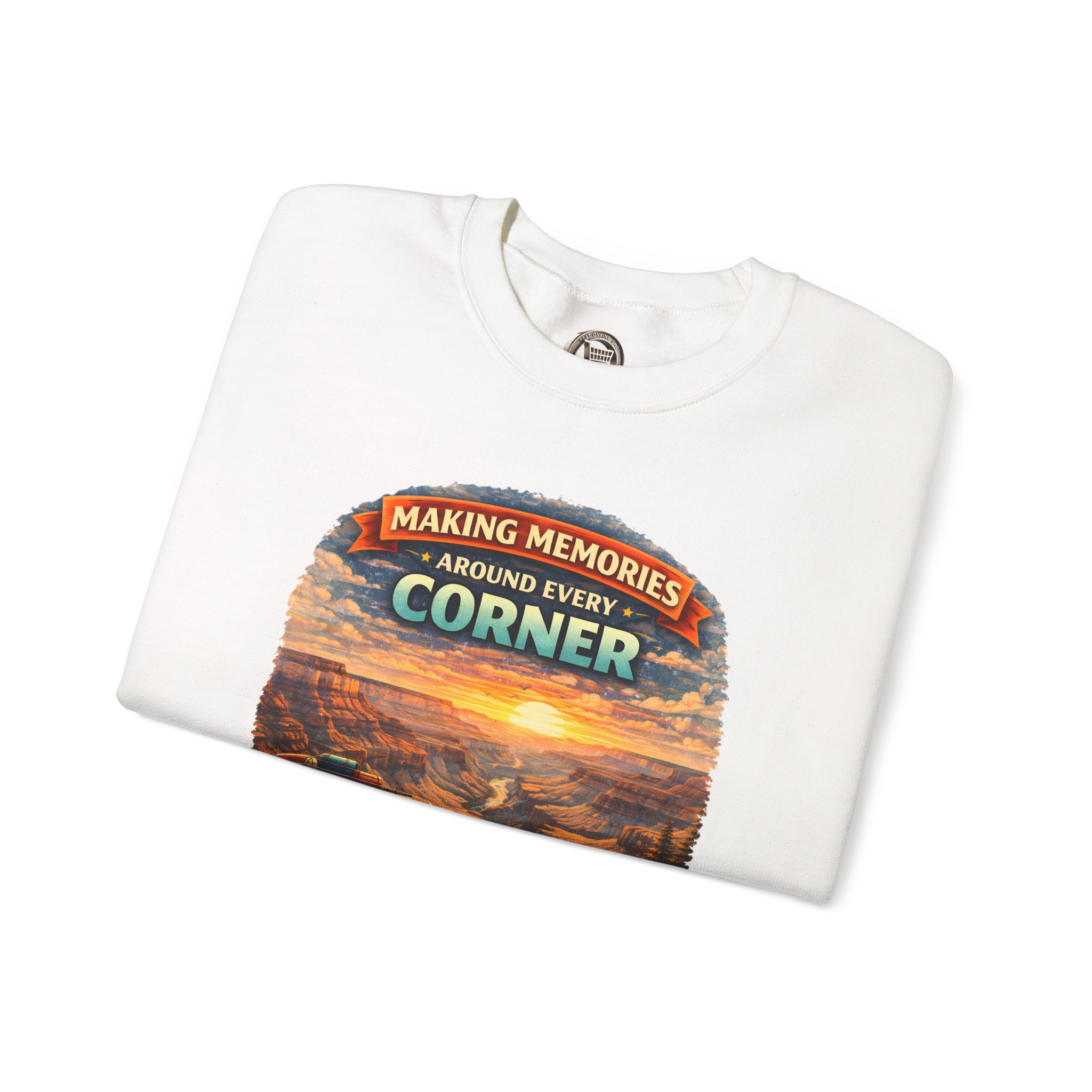 Unisex Heavy Blend™ Crewneck Sweatshirt — "Making Memories Around Every Corner" Design Scenic-Line