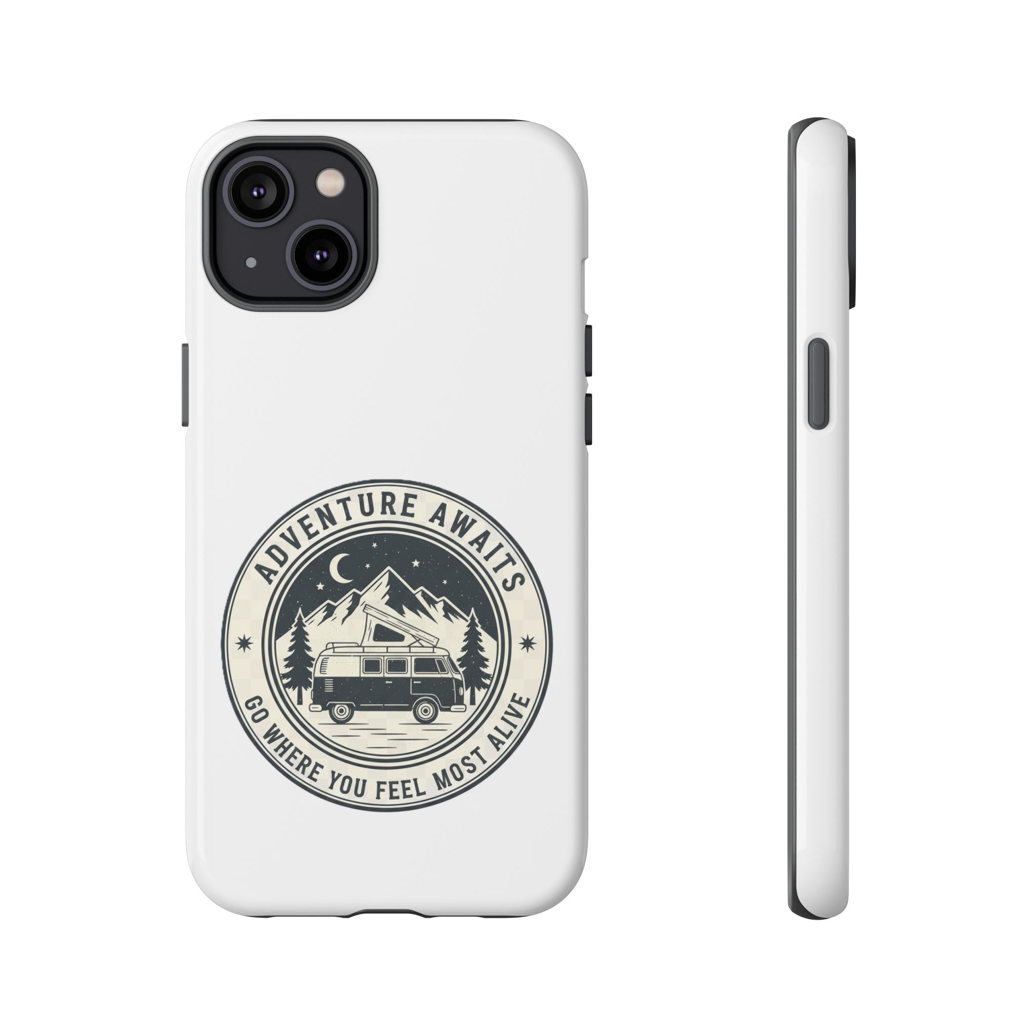 Phone Case — "Adventure Awaits-Go Where You Feel Most Alive" Camper Van Design
