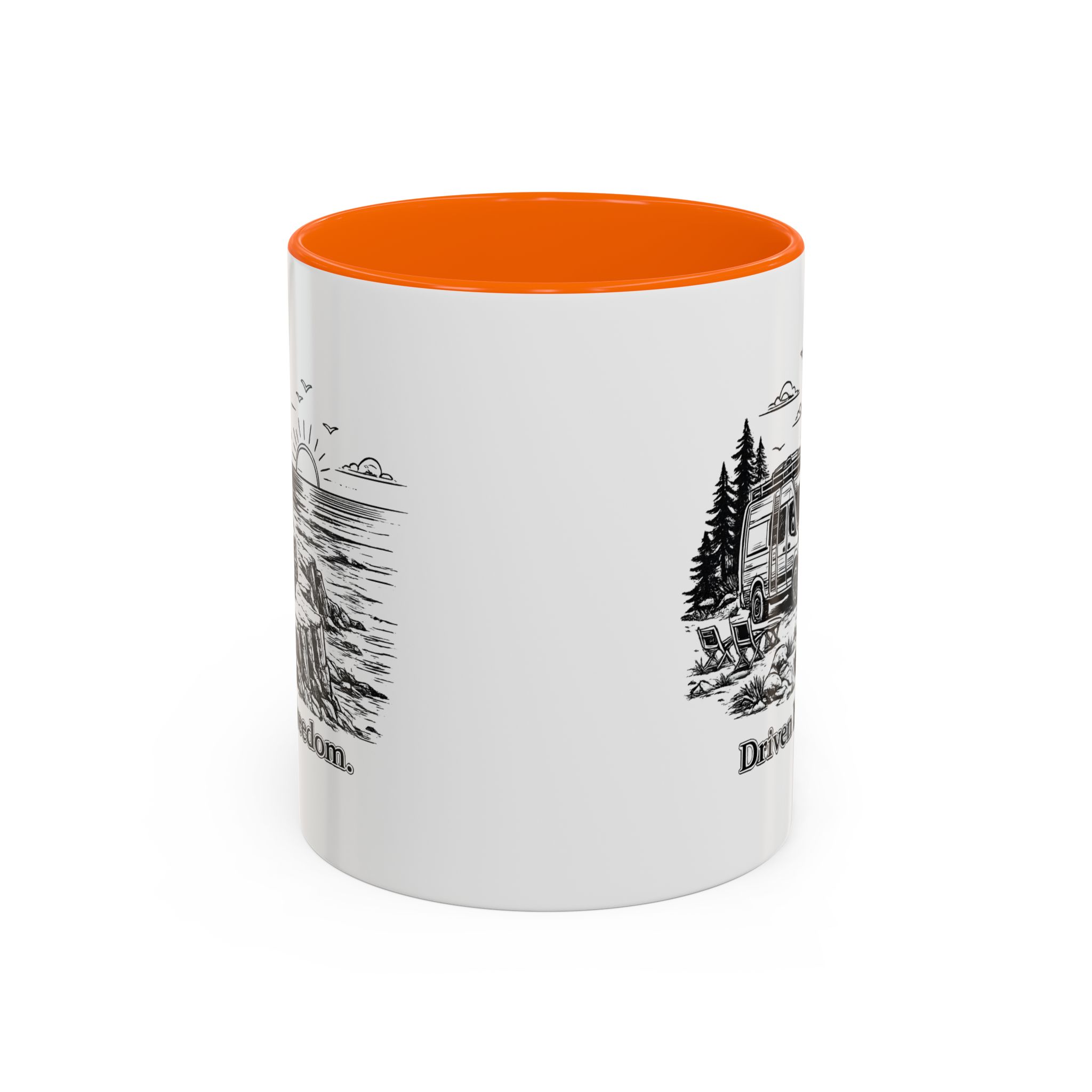 Accent Coffee Mug (11, 15oz) — "Driven By Freedom" Design Minimal-Line