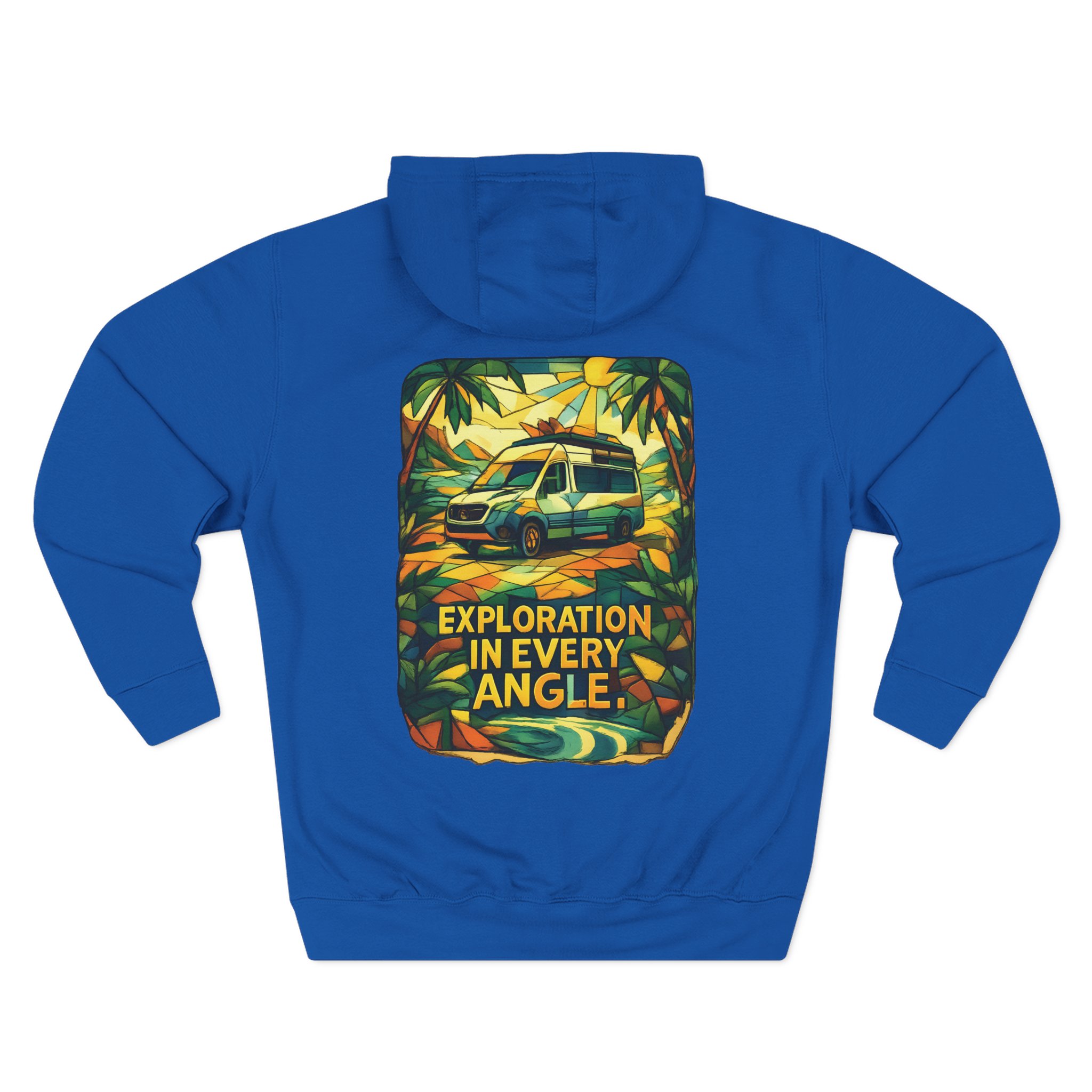 Three-Panel Fleece Hoodie - "Exploration In Every Angle" Design Cubic-Line