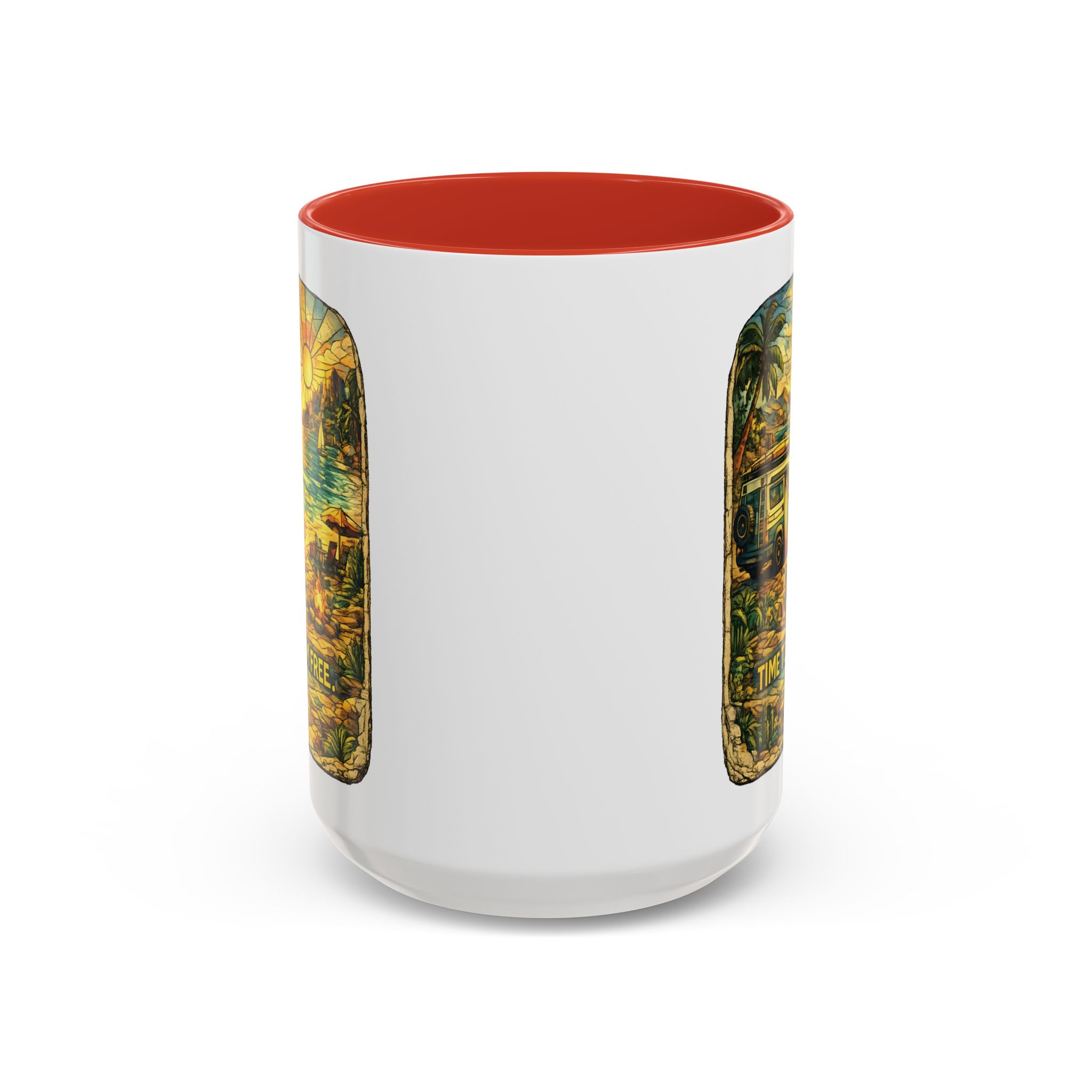 Accent Coffee Mug (11, 15oz) — "Time To Roam Free" Design Cubic-Line